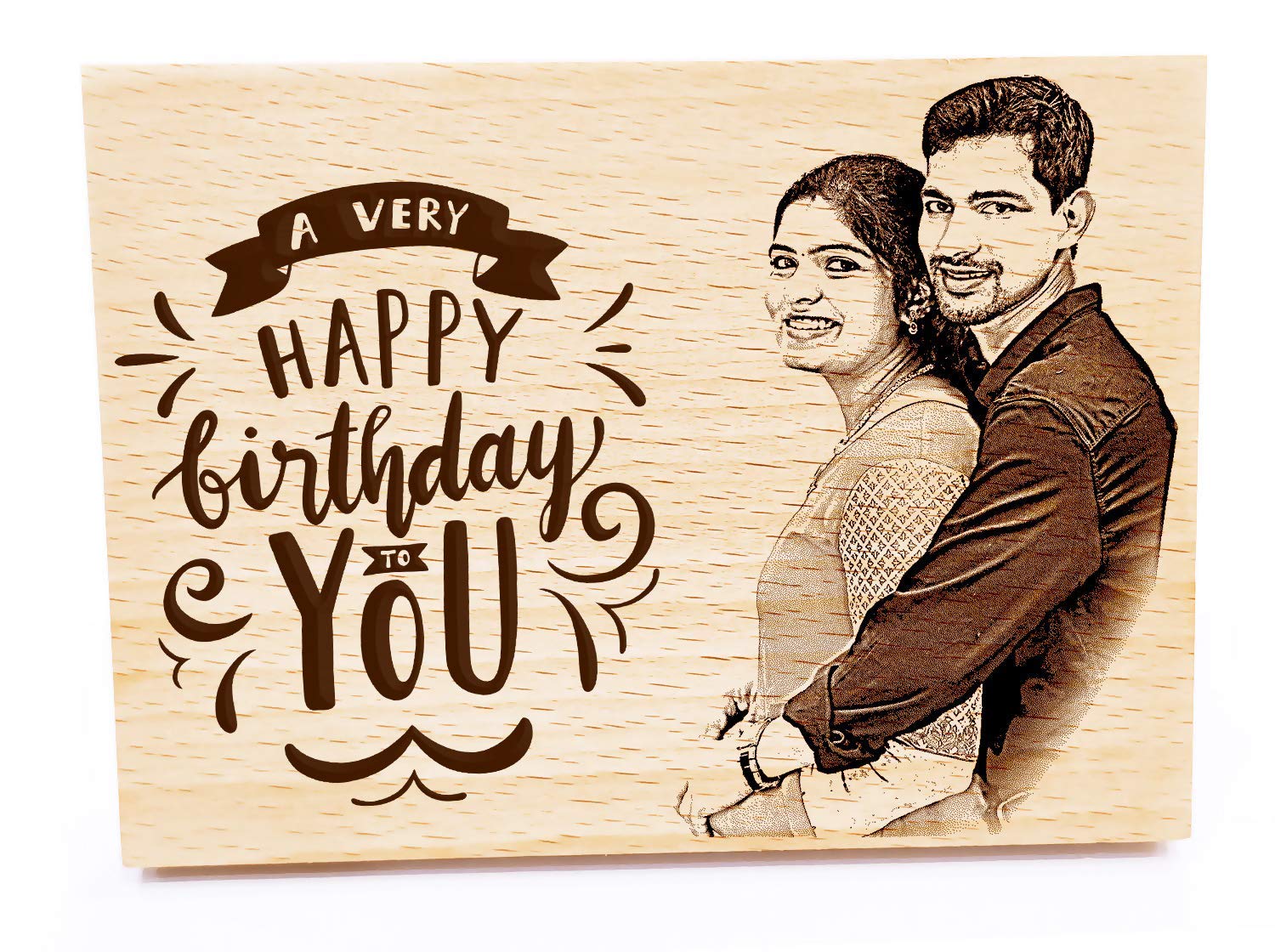 Personalized Wooden Engraved Birthday Frame With Picture (5x4 Inches, Wood), Tabletop Rectangular
