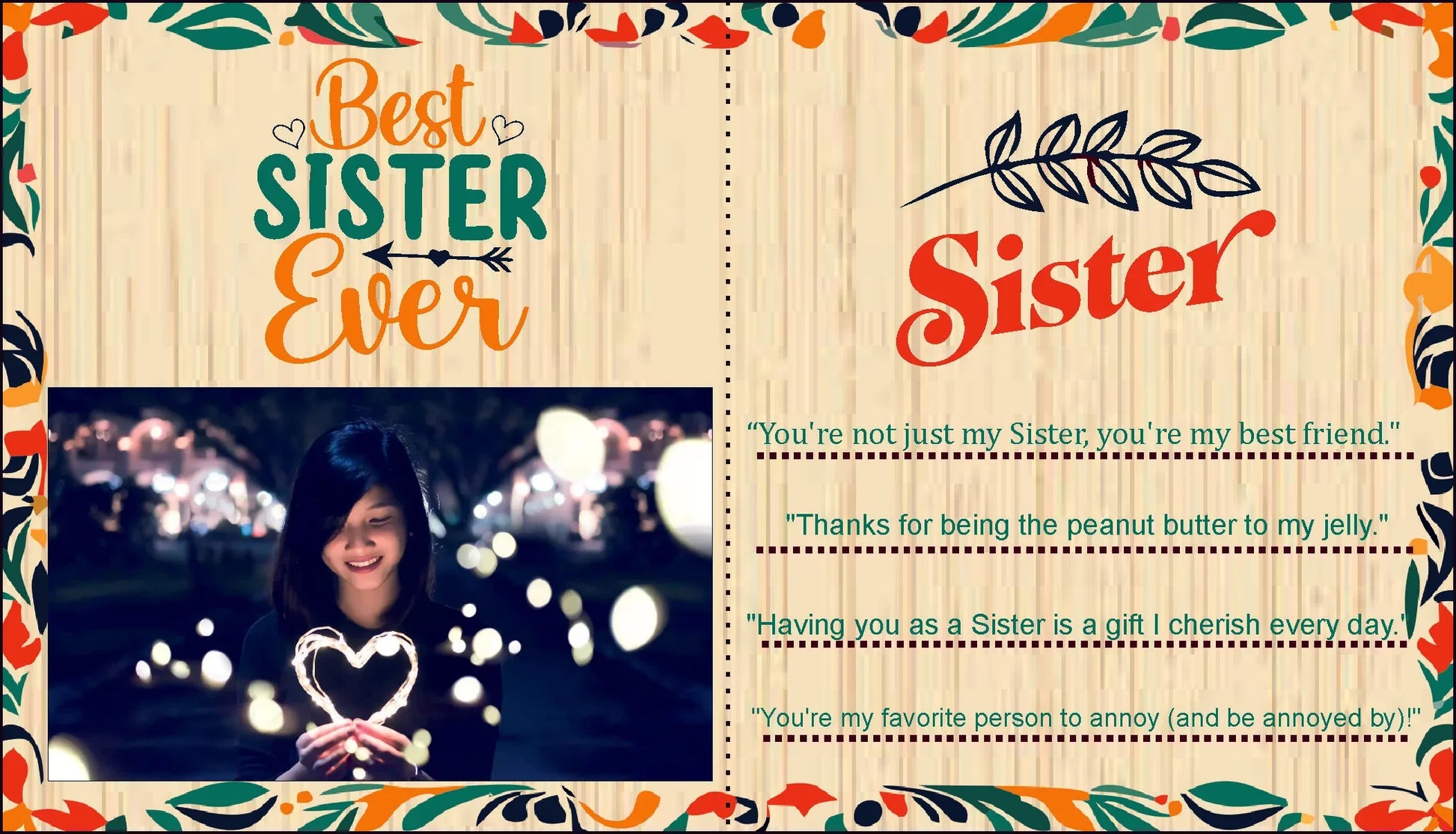 Best Sister Ever Cute Note + Photoframe ( MDF & Printing ) - Gift With Smile