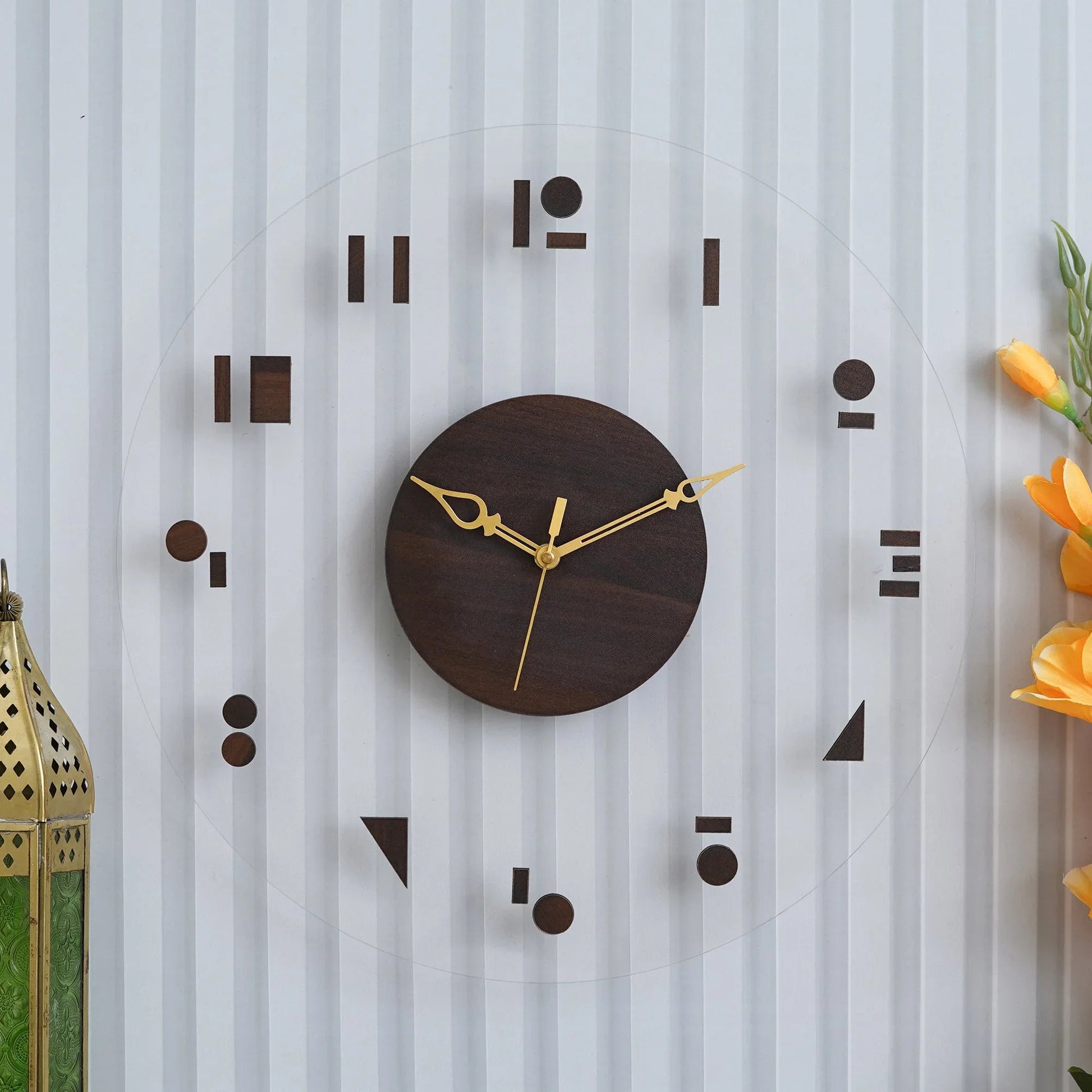 Timber Elegance Wooden Acrylic Wall Clock - Gift With Smile