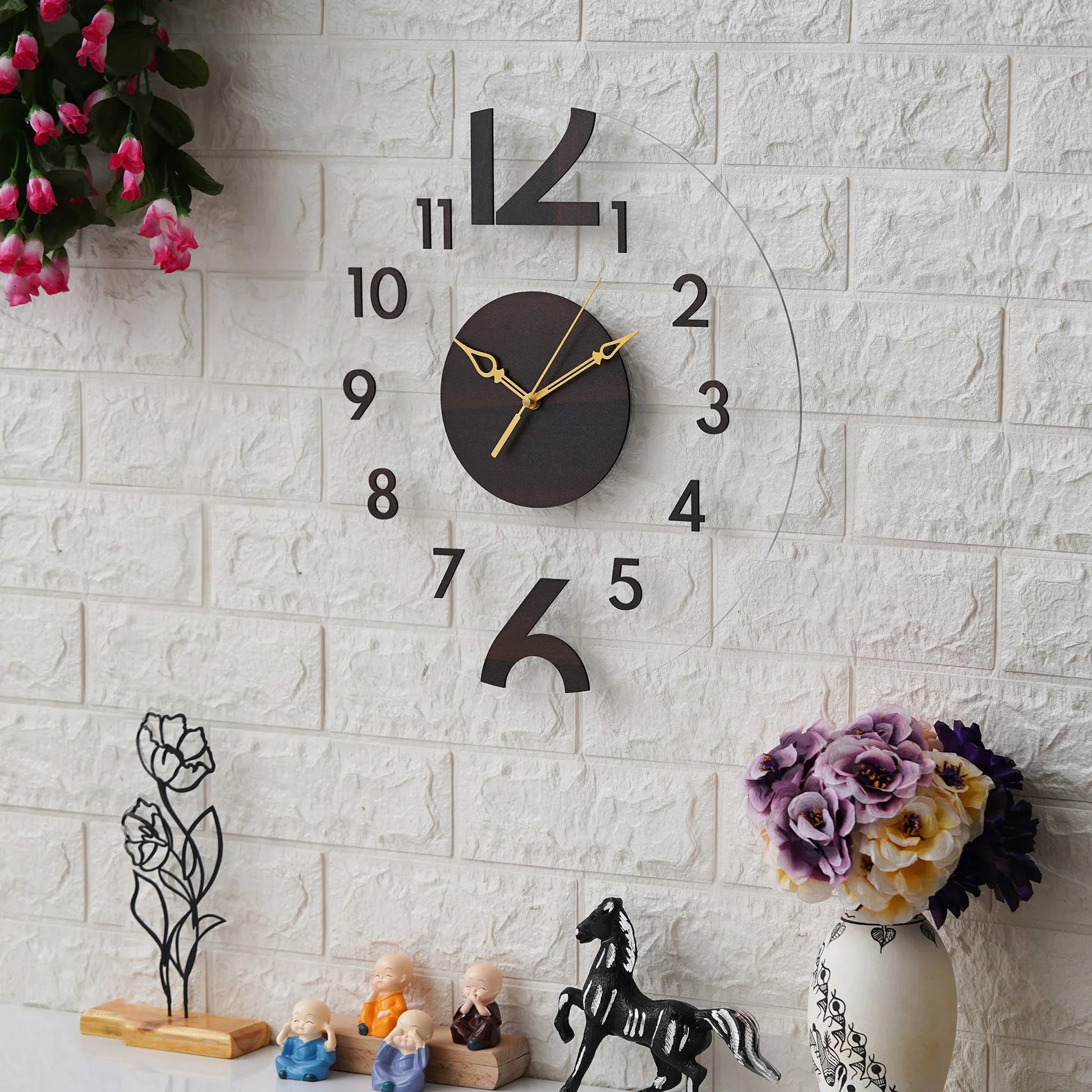 Round Shaped Numerical Acrylic Wooden Wall Clock - Gift With Smile