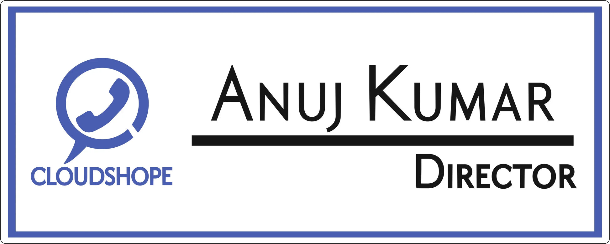 Desk Name Plate ( Blue + White & Black Acrylic) - Gift With Smile