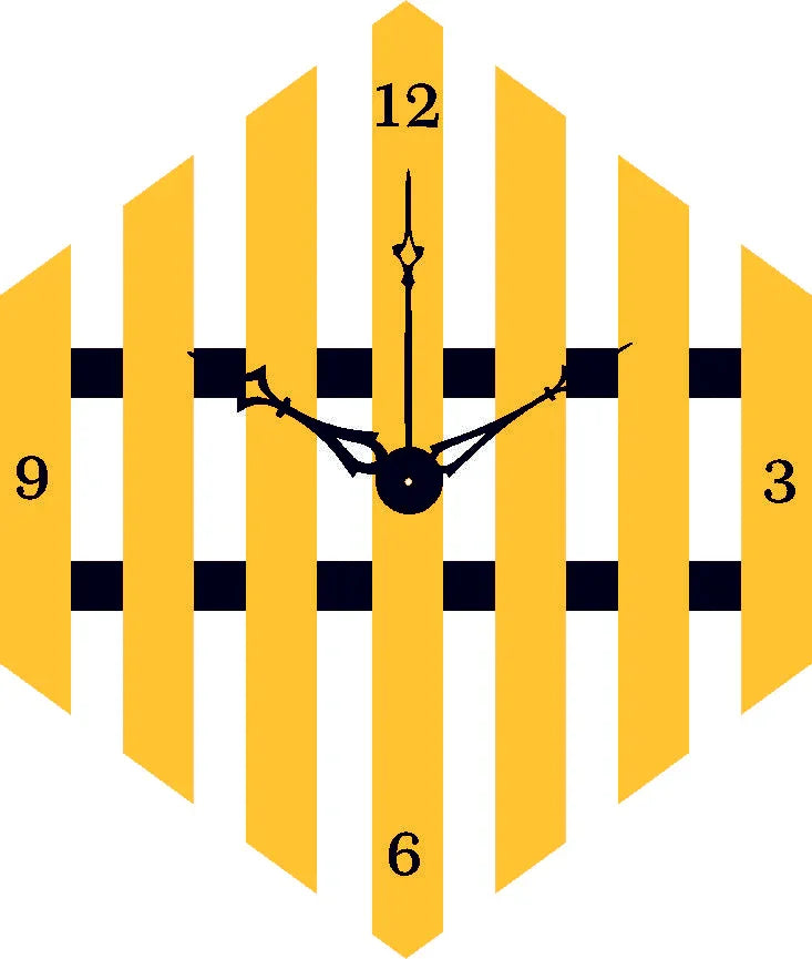 Hexagon Clock Golden Black Blue Acrylic & MDF with Black/Golden/Silver Niddle - Gift With Smile