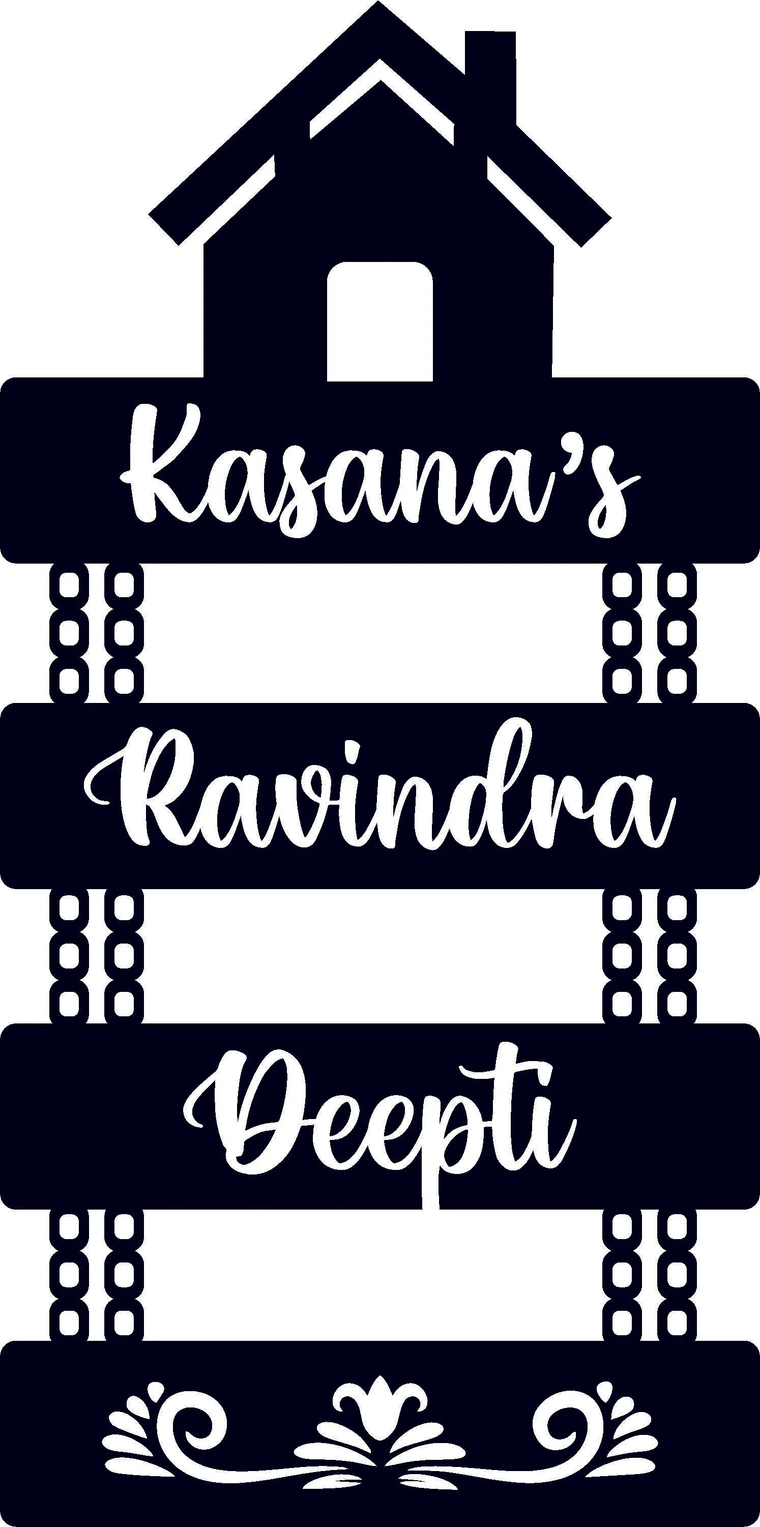 Hut Wall Hanging Name Plate ( Black + White Acrylic) - Gift With Smile