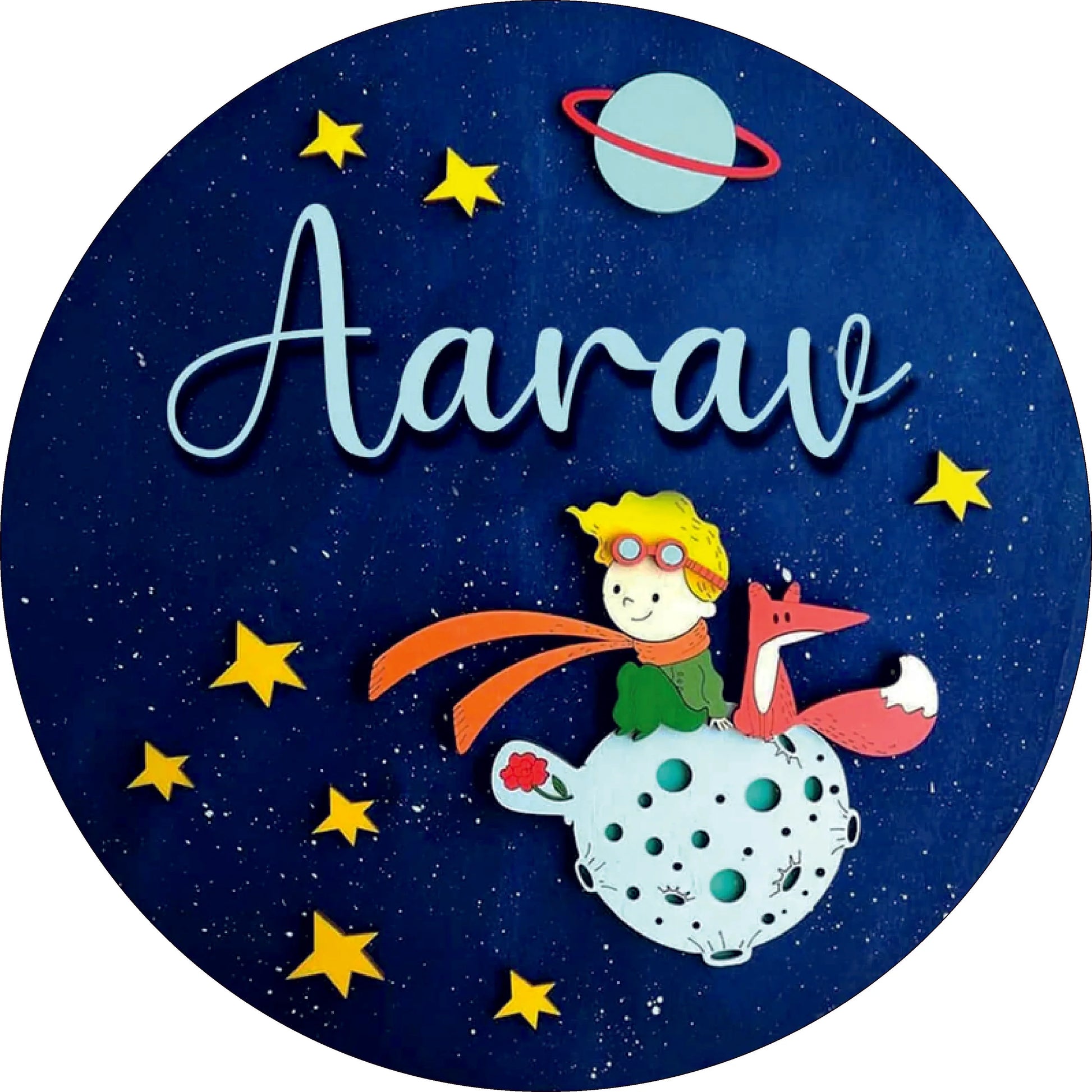 Space Theme Kids Room Name Plate (Mdf Base with Printing) - Gift With Smile