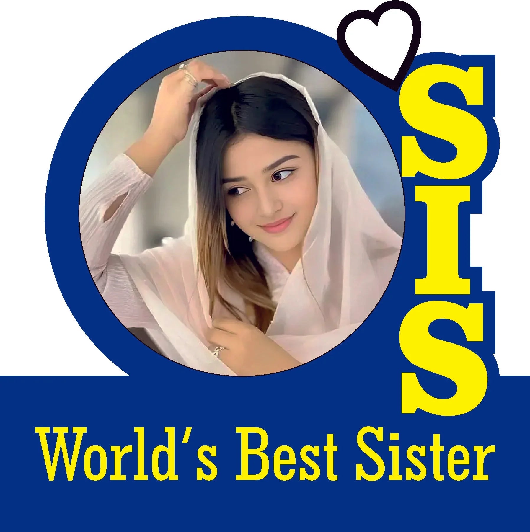 World's best Sister ( Black & White + Golden & Blue Acrylic ) - Gift With Smile