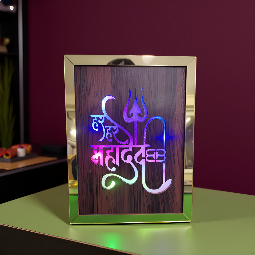 Har Har Mahadev Night Lamp RGB Light Blinking