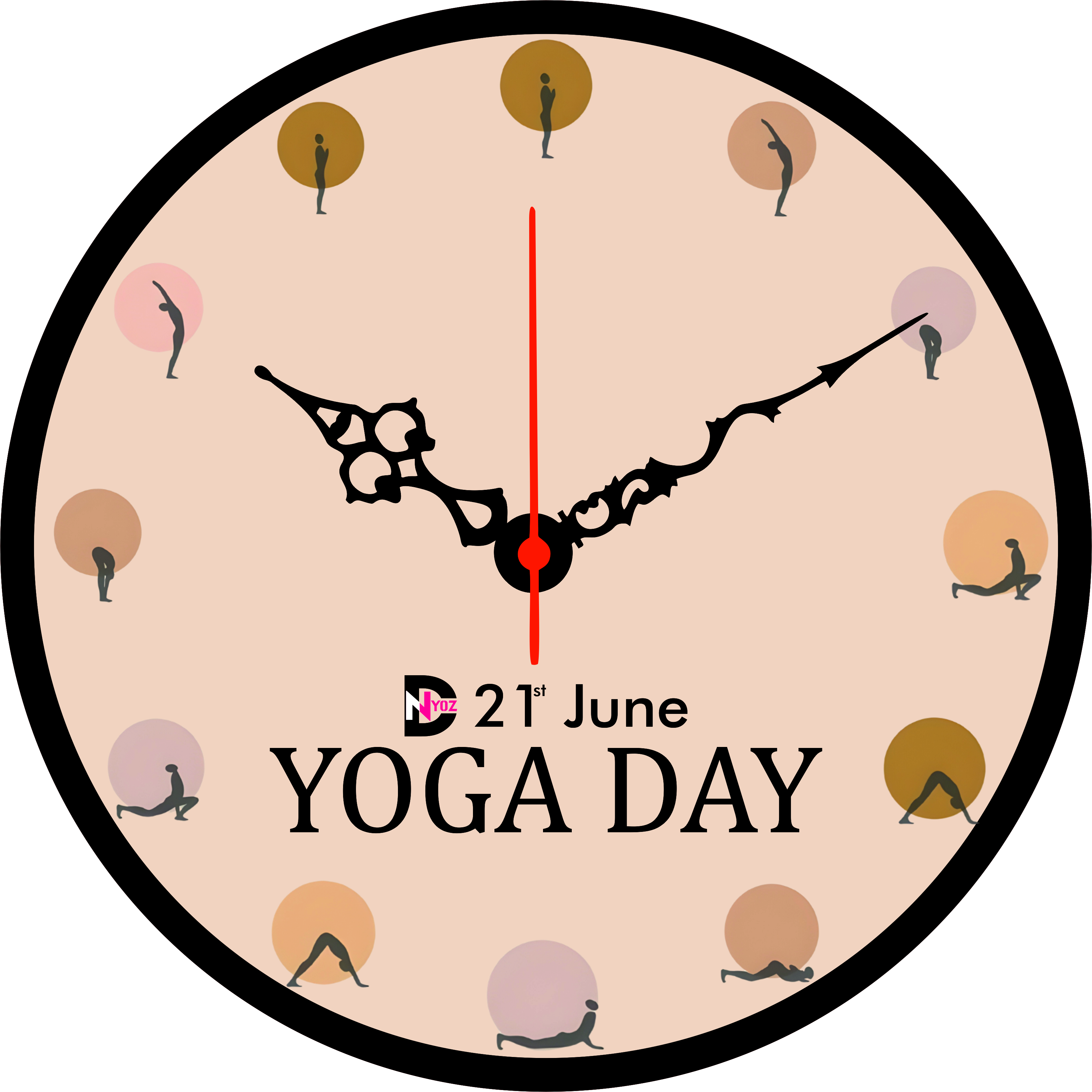 Yoga Day Circle Wall Clock