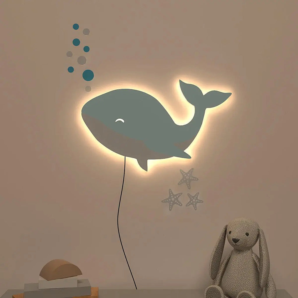 Baby Dolphin Backlit Wooden Wall Décor with Remote