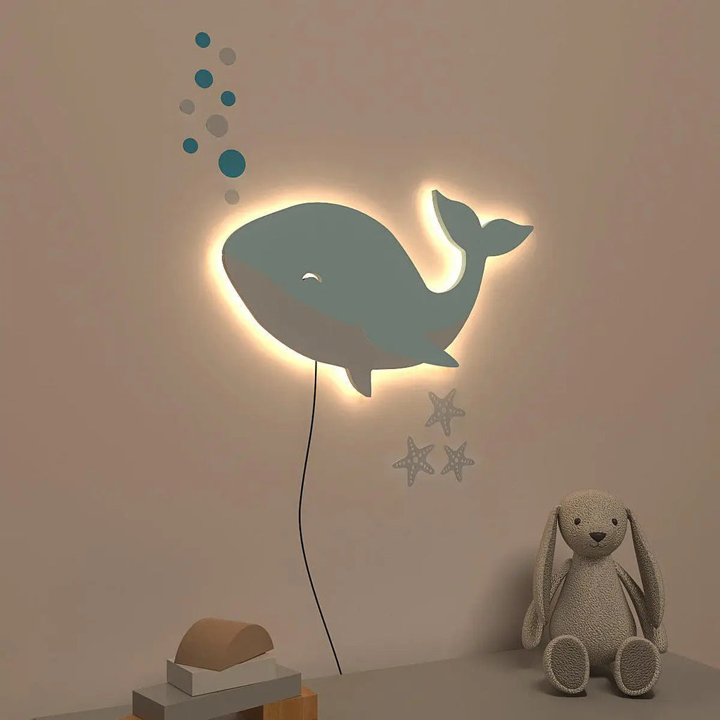 Baby Dolphin Backlit Wooden Wall Décor with Remote