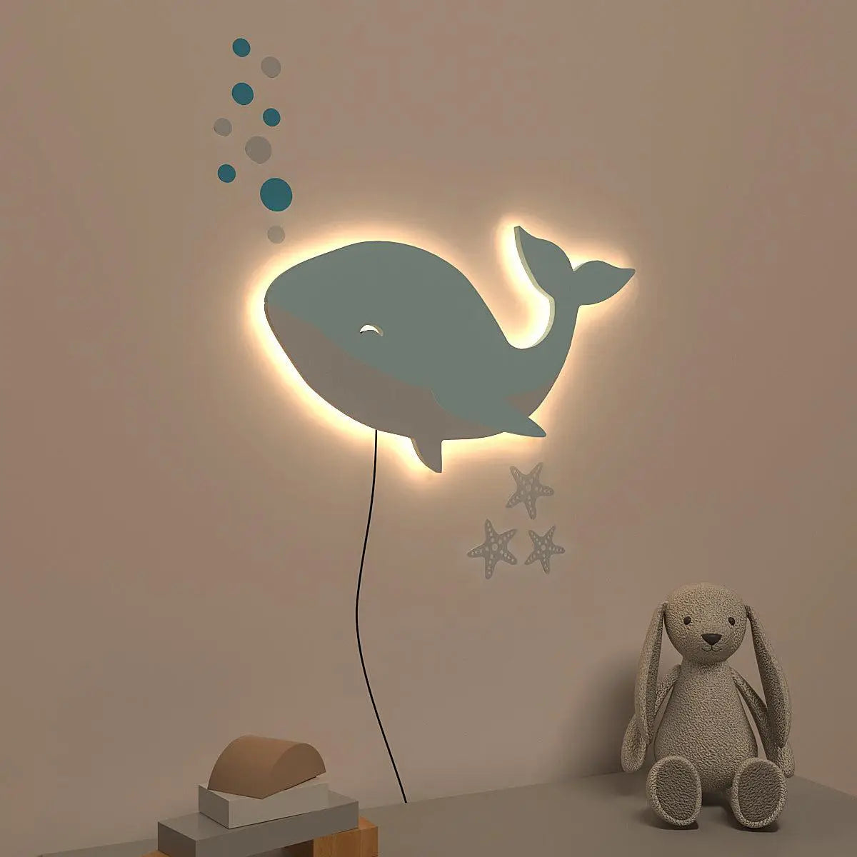 Baby Dolphin Backlit Wooden Wall Décor with Remote