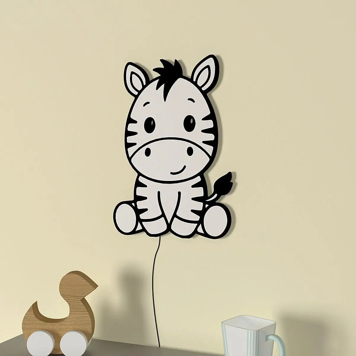 Baby Zebra Backlit Wooden Wall Décor with Remote