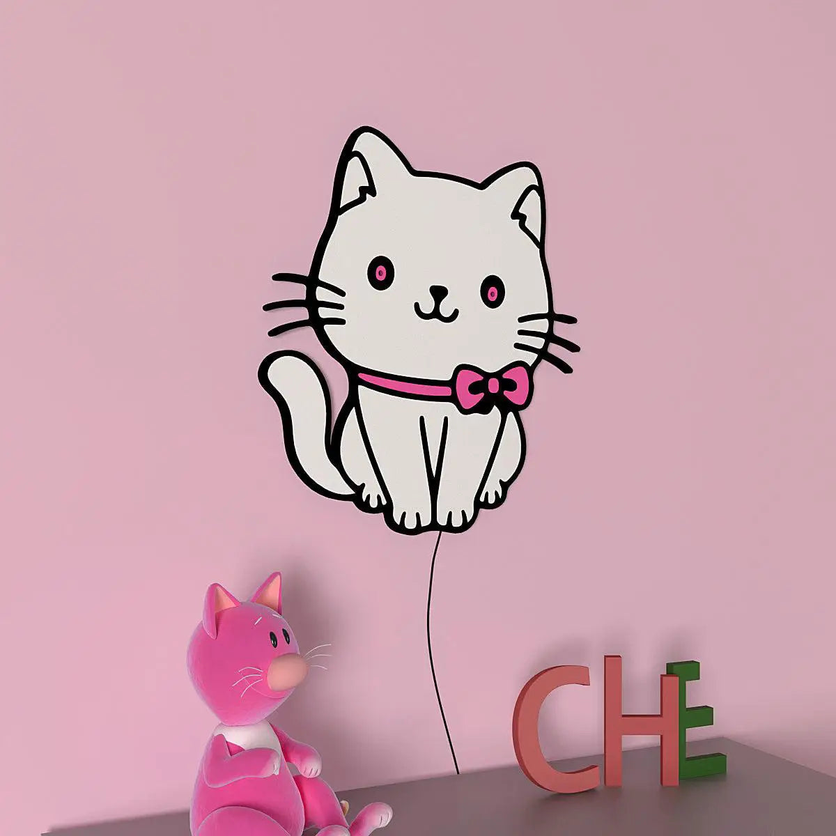 Cute Kitten Backlit Wooden Wall Décor with remote