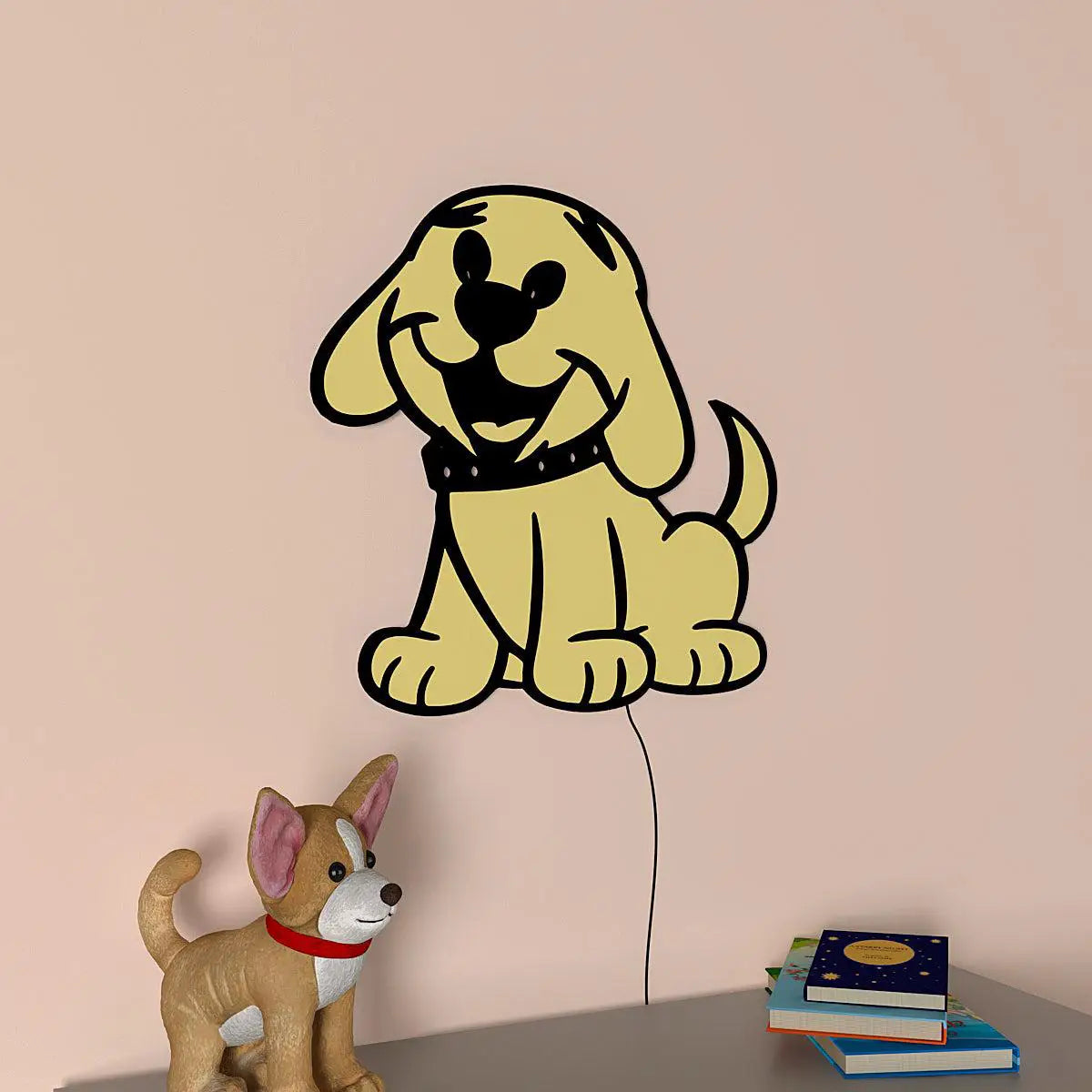 Cheerful Dog Backlit Wooden Wall Décor with Remote