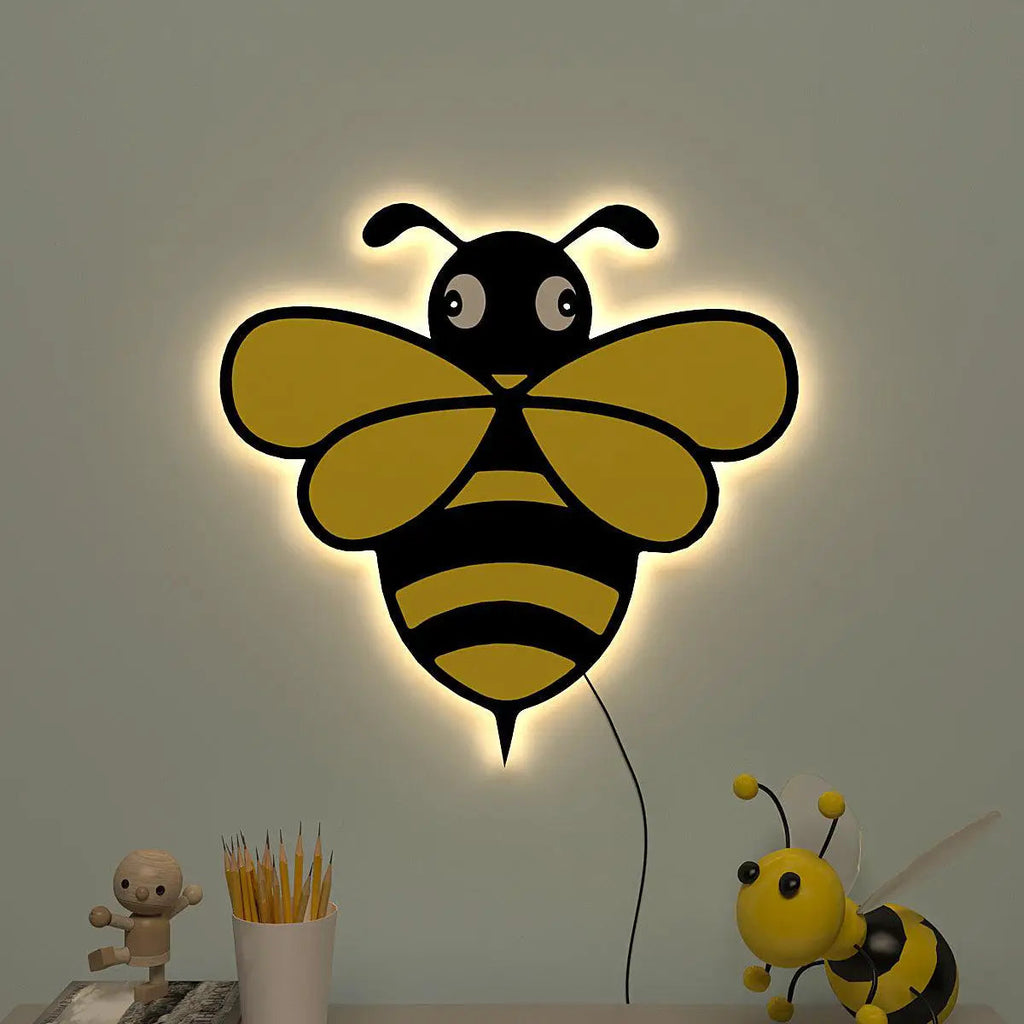Honey Bee Backlit Wooden Wall Décor with Remote