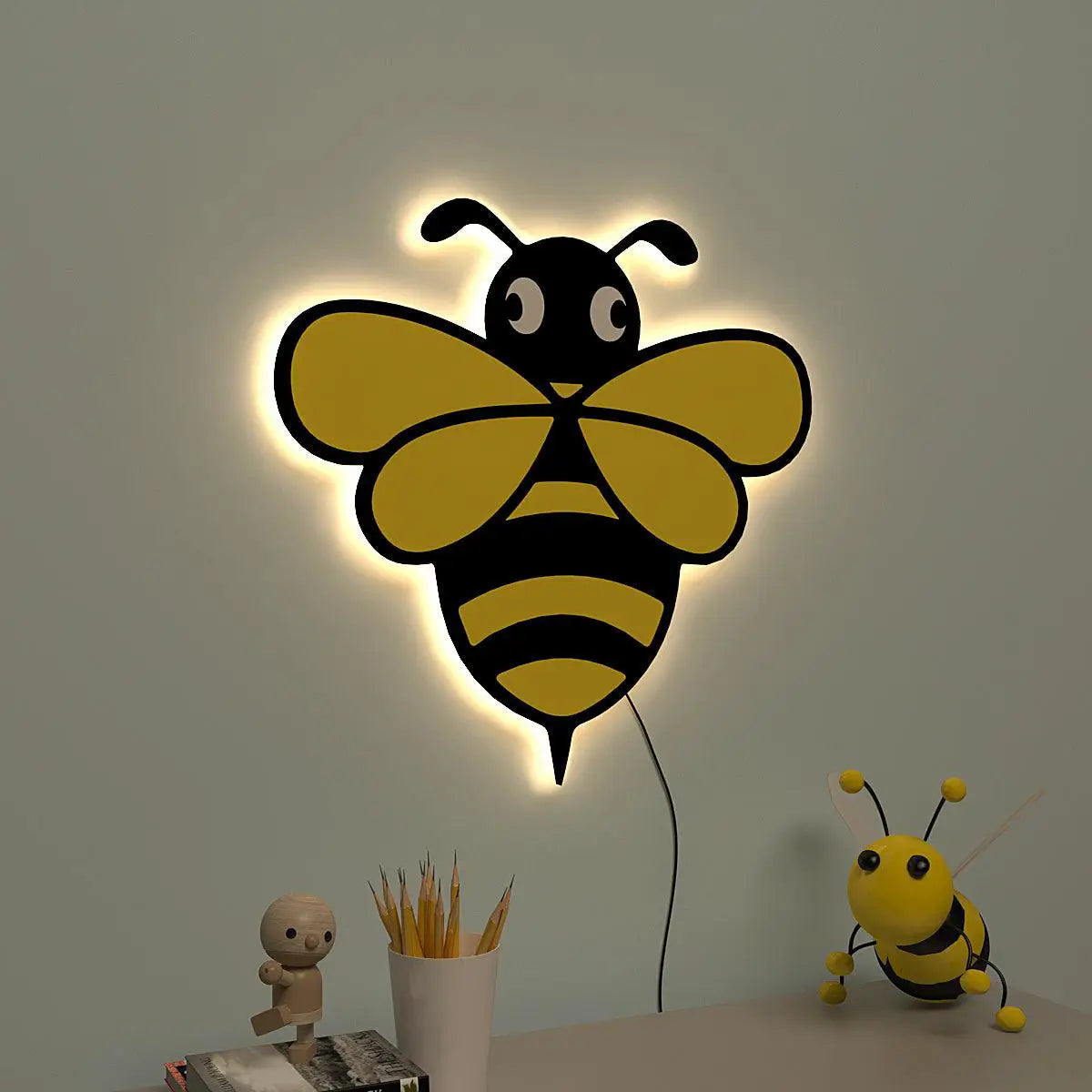Honey Bee Backlit Wooden Wall Décor with Remote