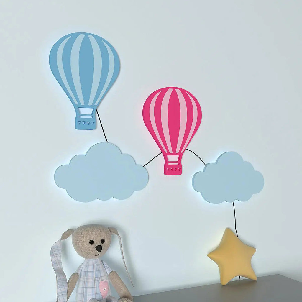 Pastel Hot Air Balloon Backlit Wooden Wall Décor with Remote