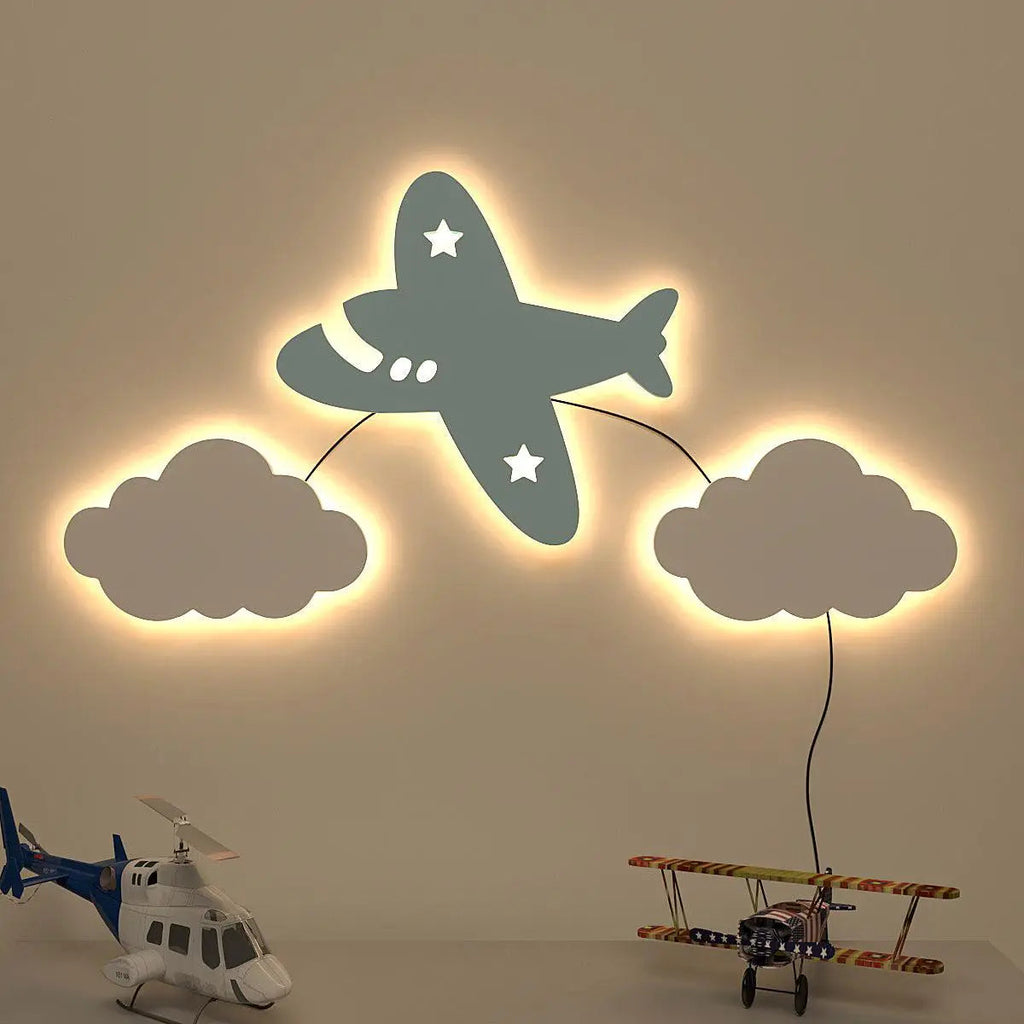Aeroplane Kids Backlit Wooden Wall Décor with Remote