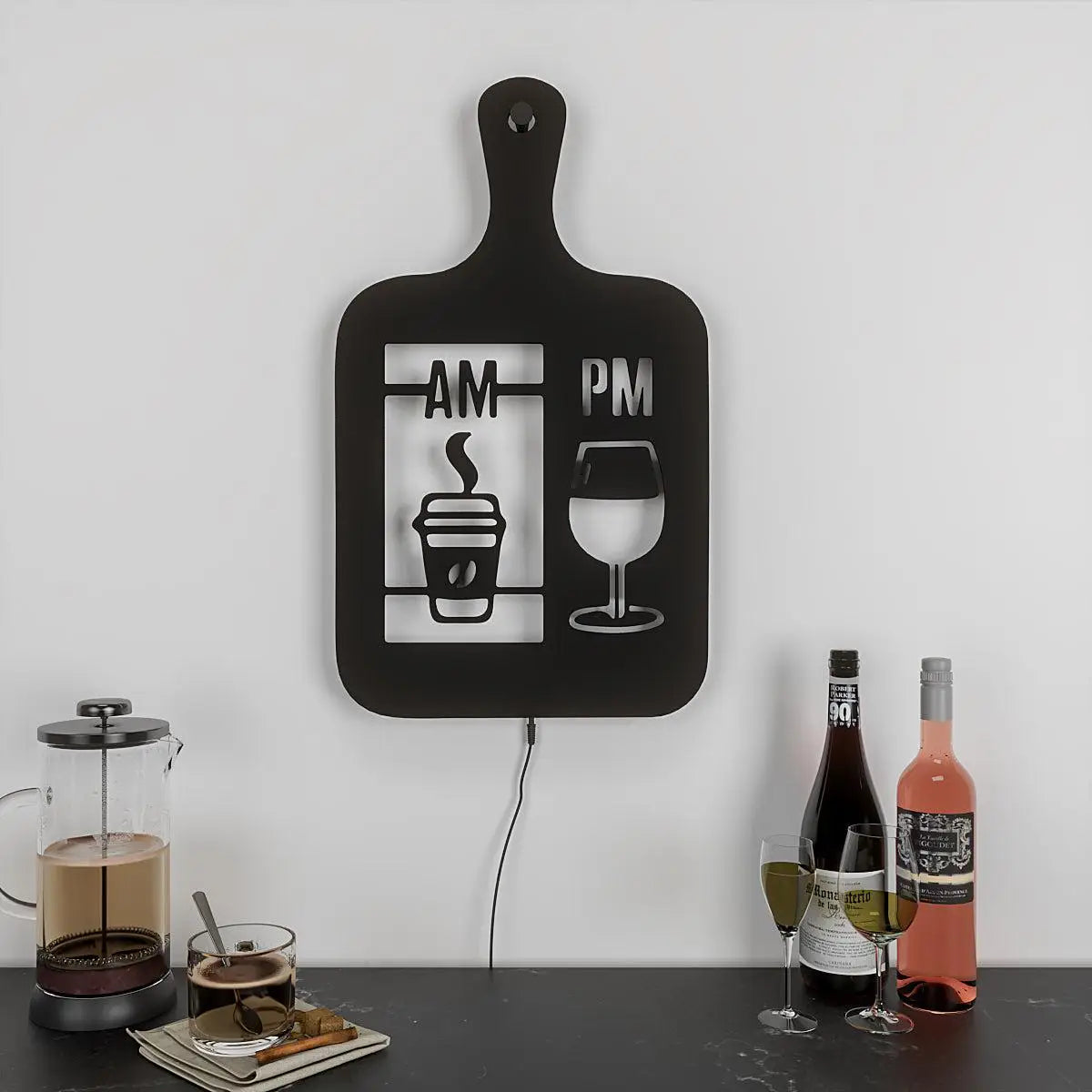 Cooking Pan-shaped Kitchen Backlit Wall Art for Chefs with Remote