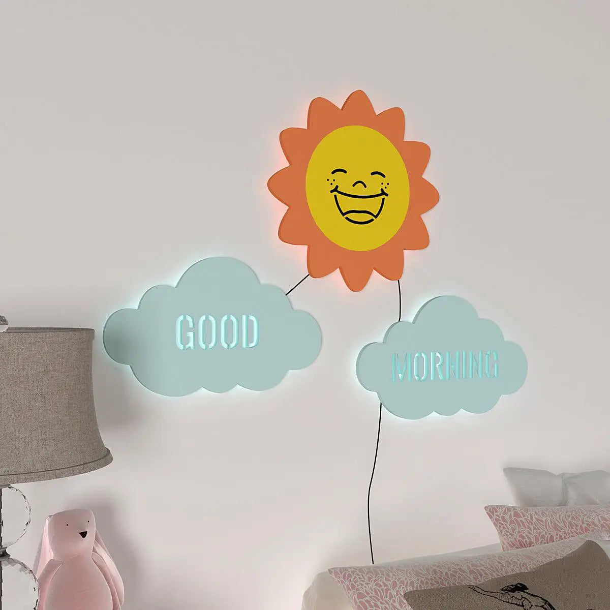 Good Morning Sun Backlit Wooden Wall Décor with Remote