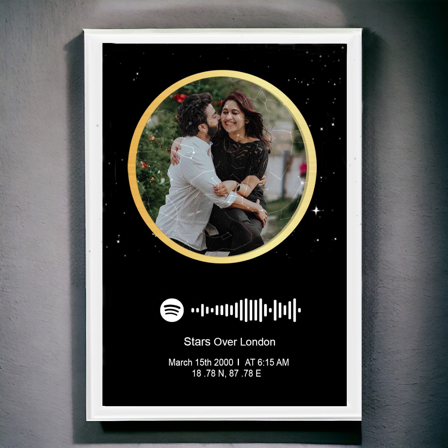 Personalized Photo Spotify Star Map With White Border