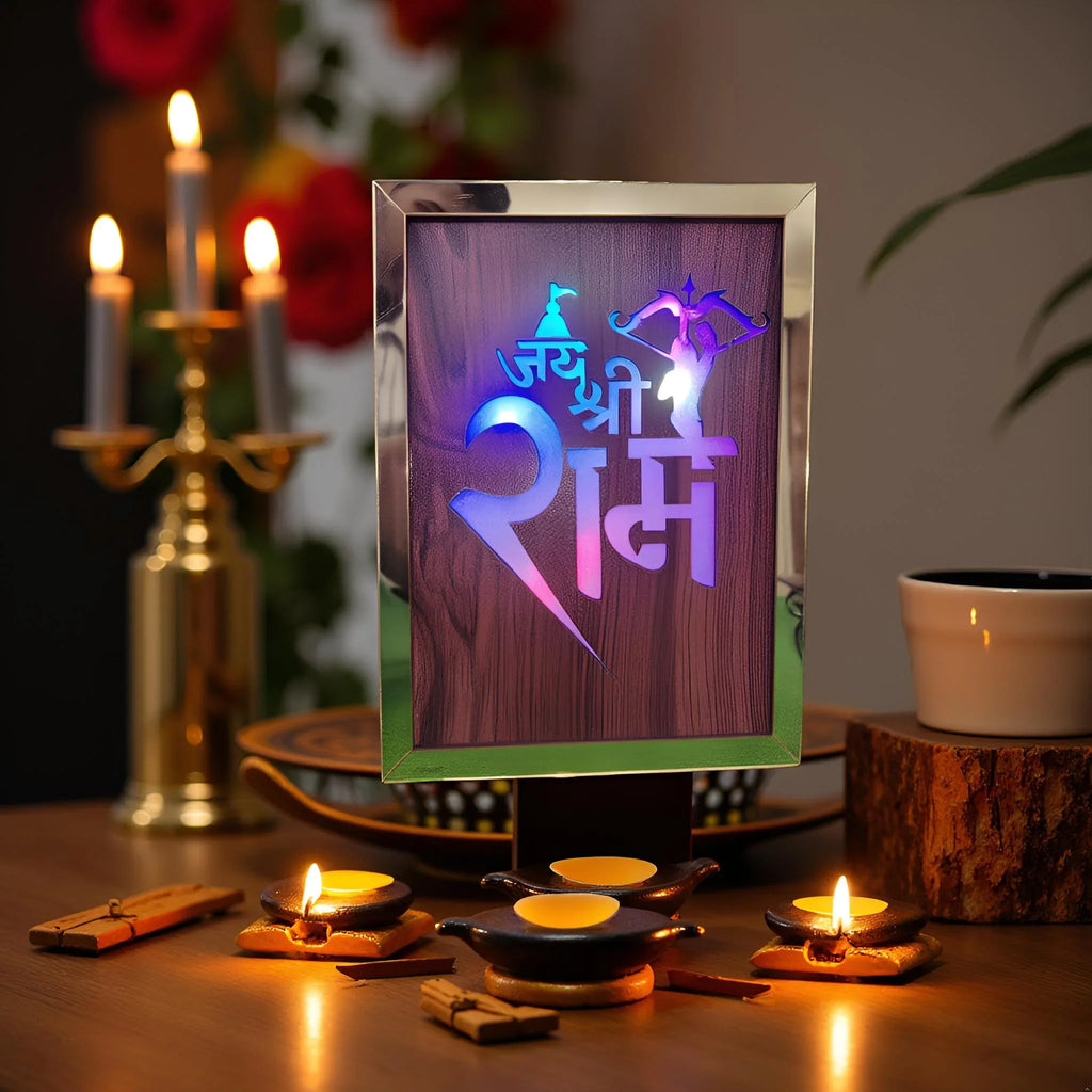 Diwali Gift Item Decorative Light Jai Shree Ram Red Green Blue Light Blinking - Gift With Smile