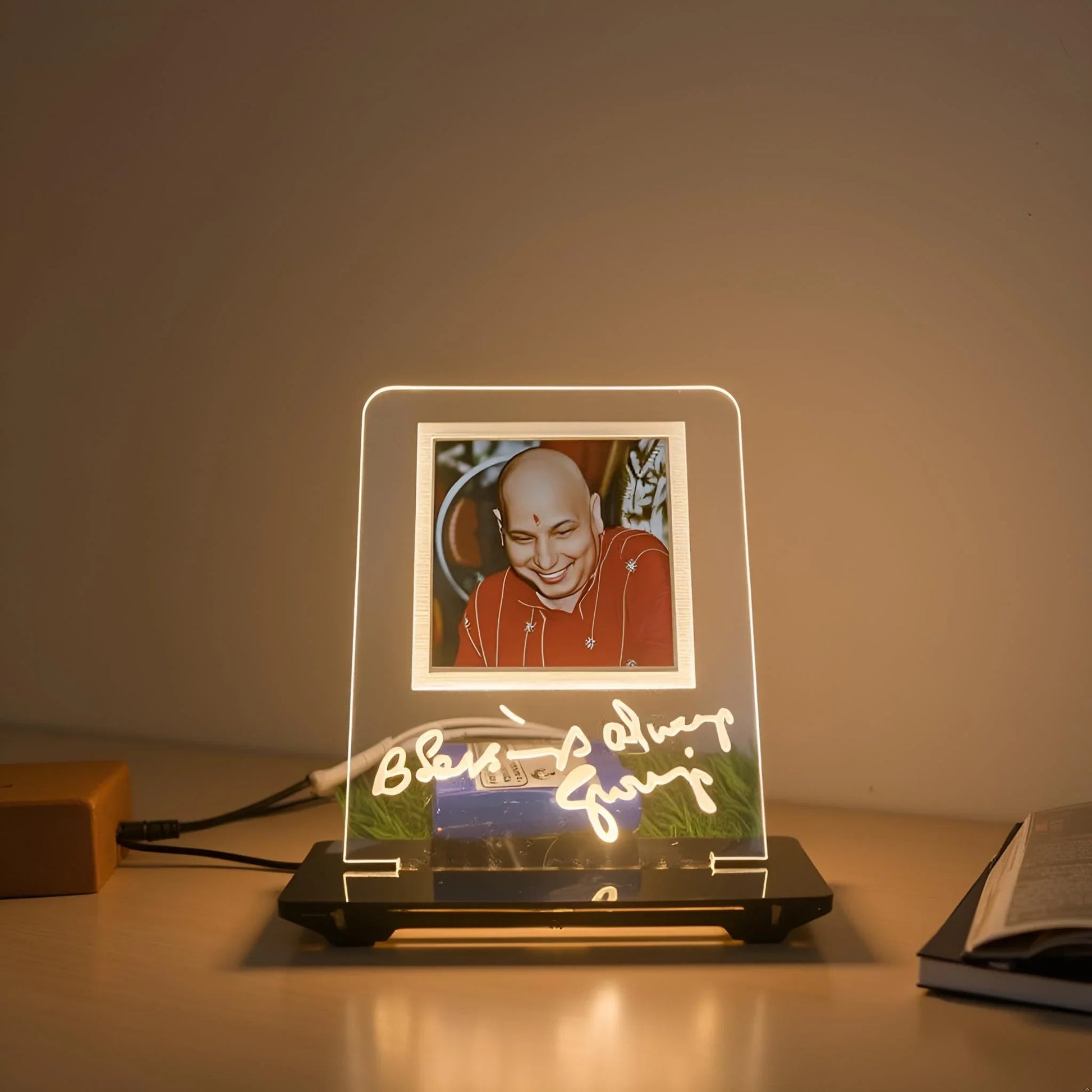 Shukarana Jay Guruji Acrylic Night Lamp Religious Decorative Light - Gift With Smile