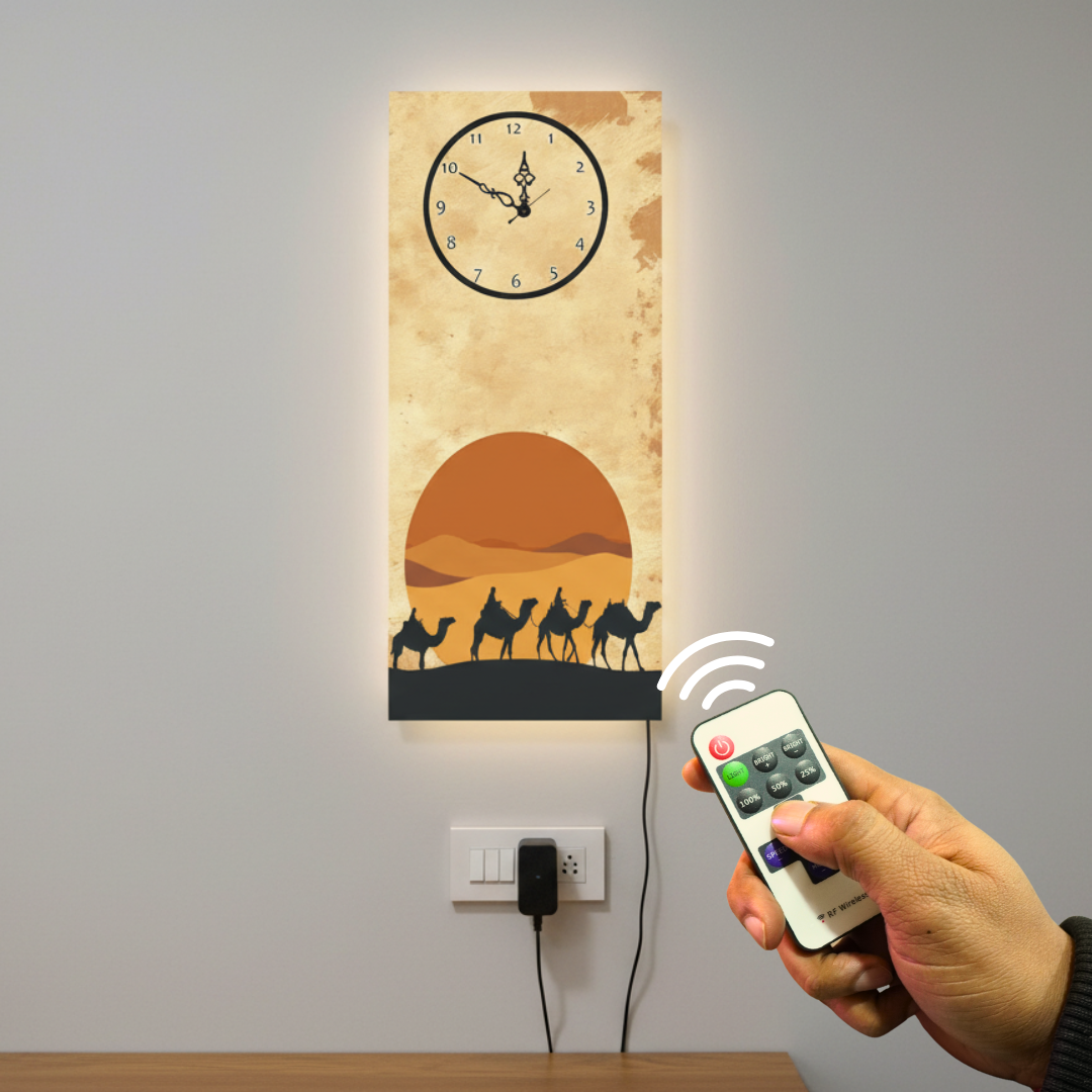 Camel Printed Wall Clock With Light