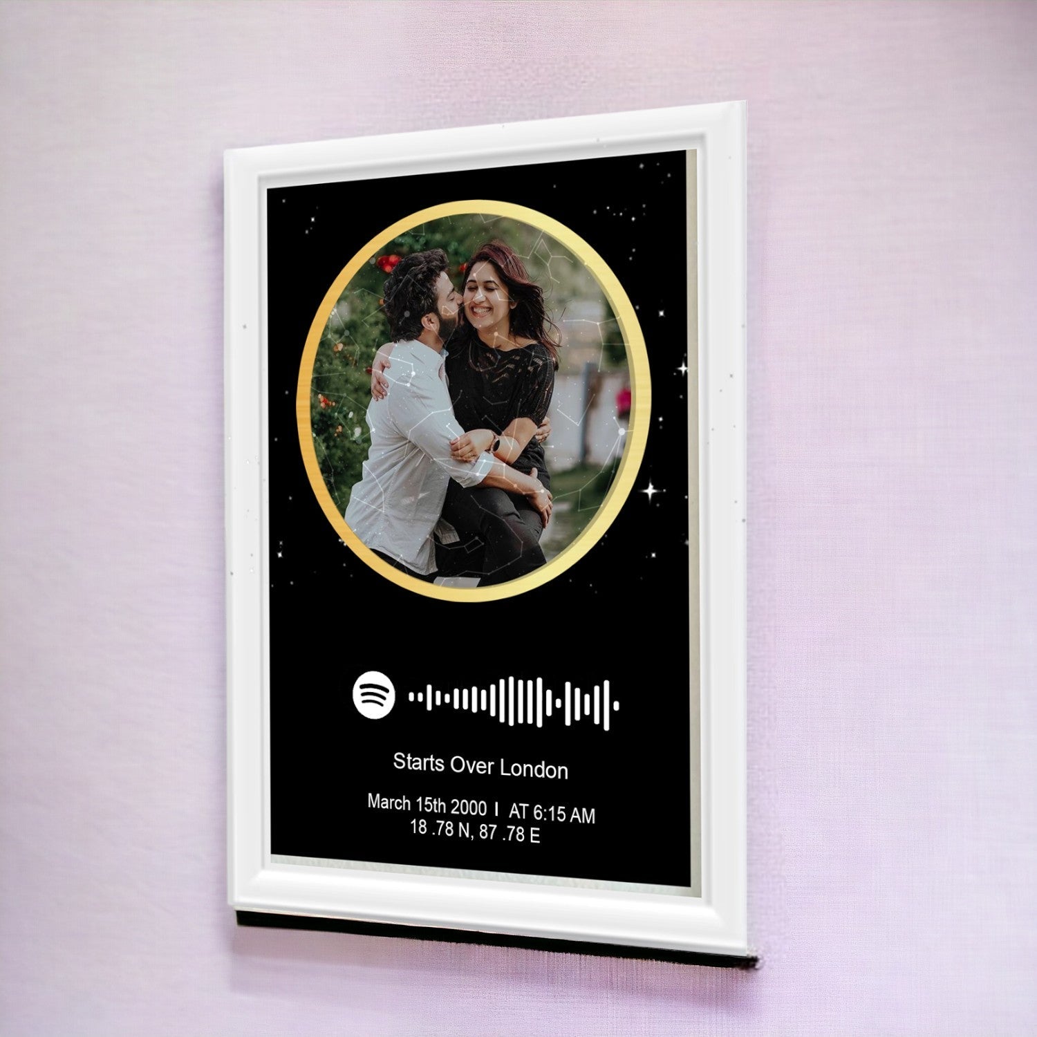 Personalized Photo Spotify Star Map With White Border