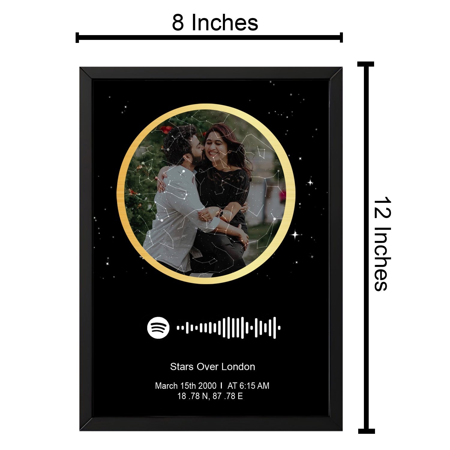 Personalized Photo Spotify Star Map With Black Border