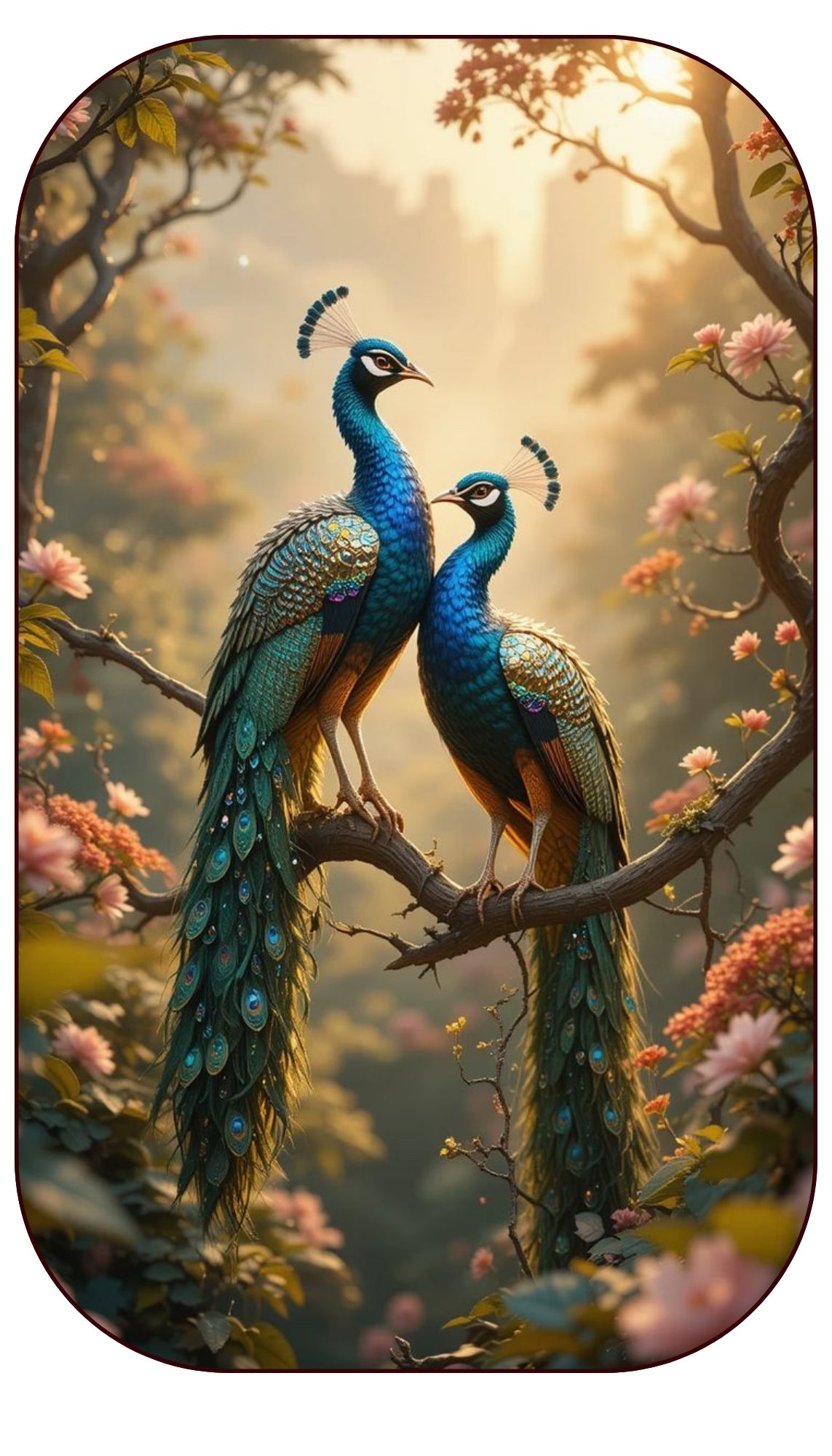 Peacock Print Wall Frame With Light