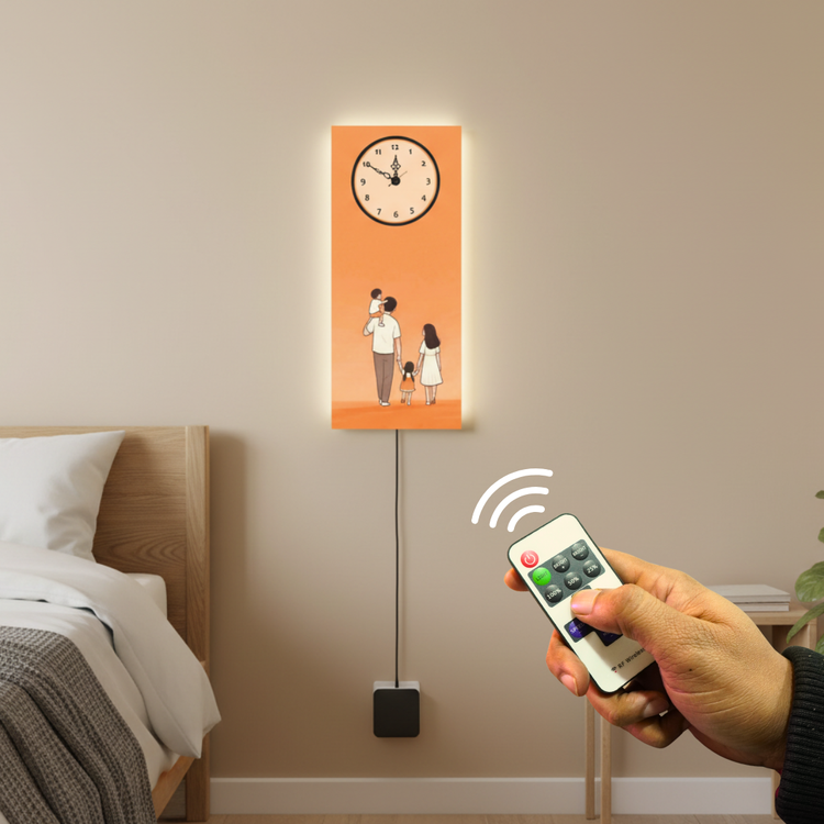 Family Print Wall Clock With Light