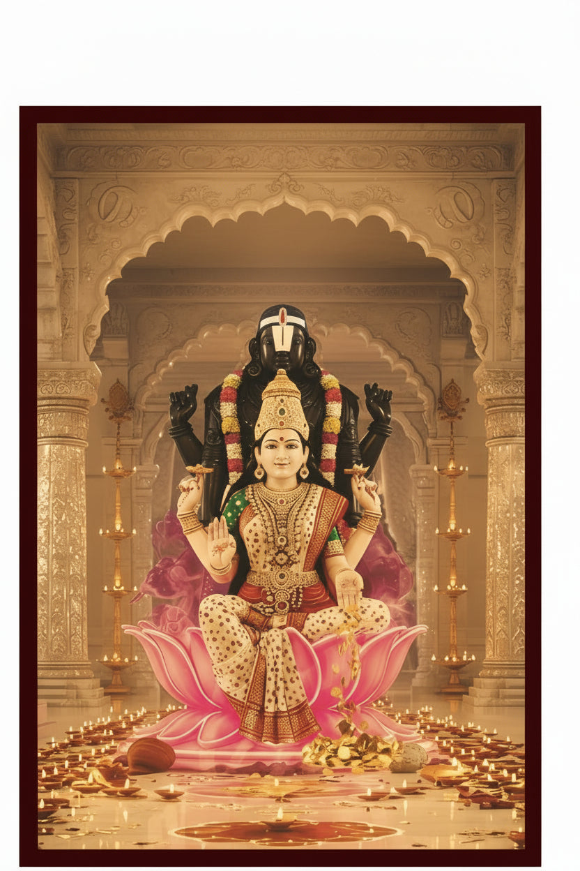 Tirupati and Laxmi Ji Printed Acrylic Wall Frame WIth Light and Remote