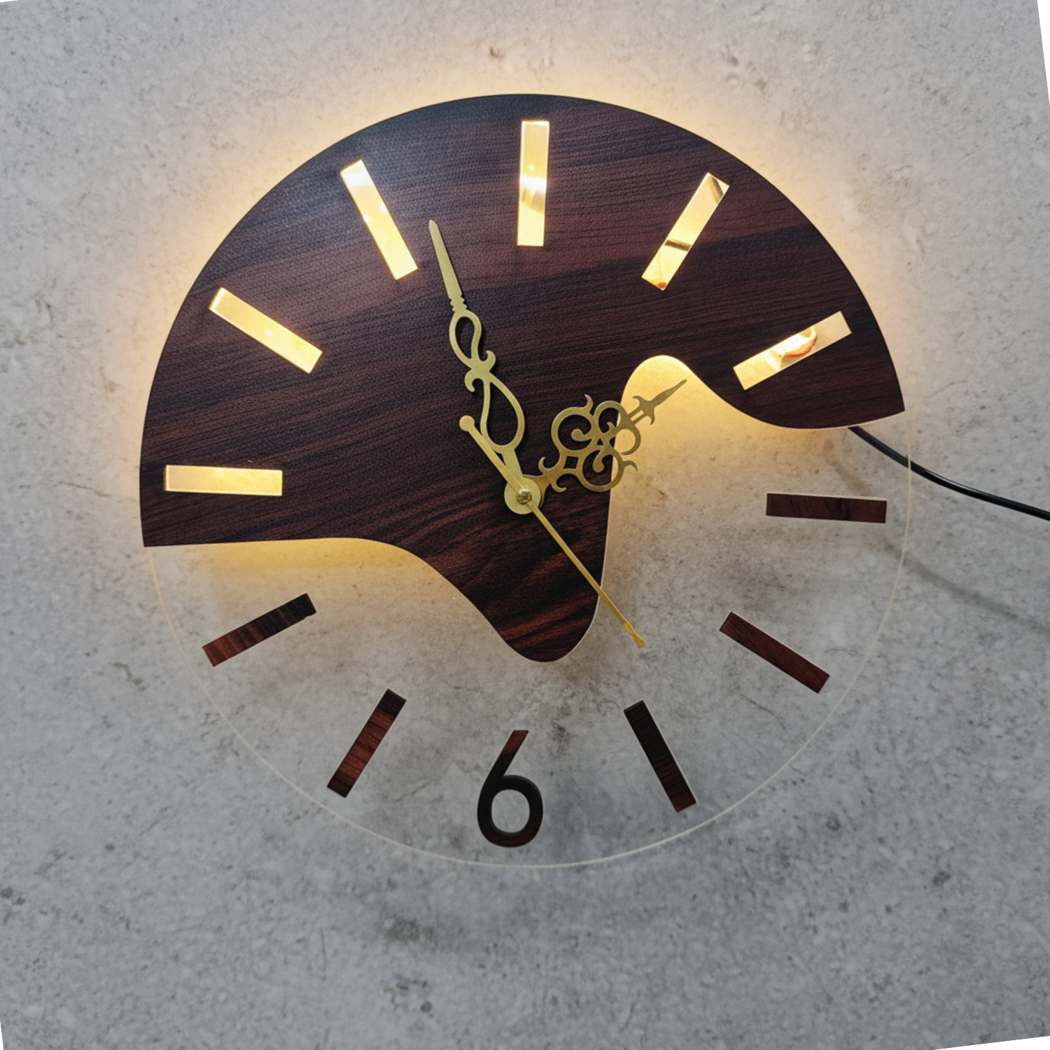 Dual Tone Acrylic Wall clock With LED Backlight
