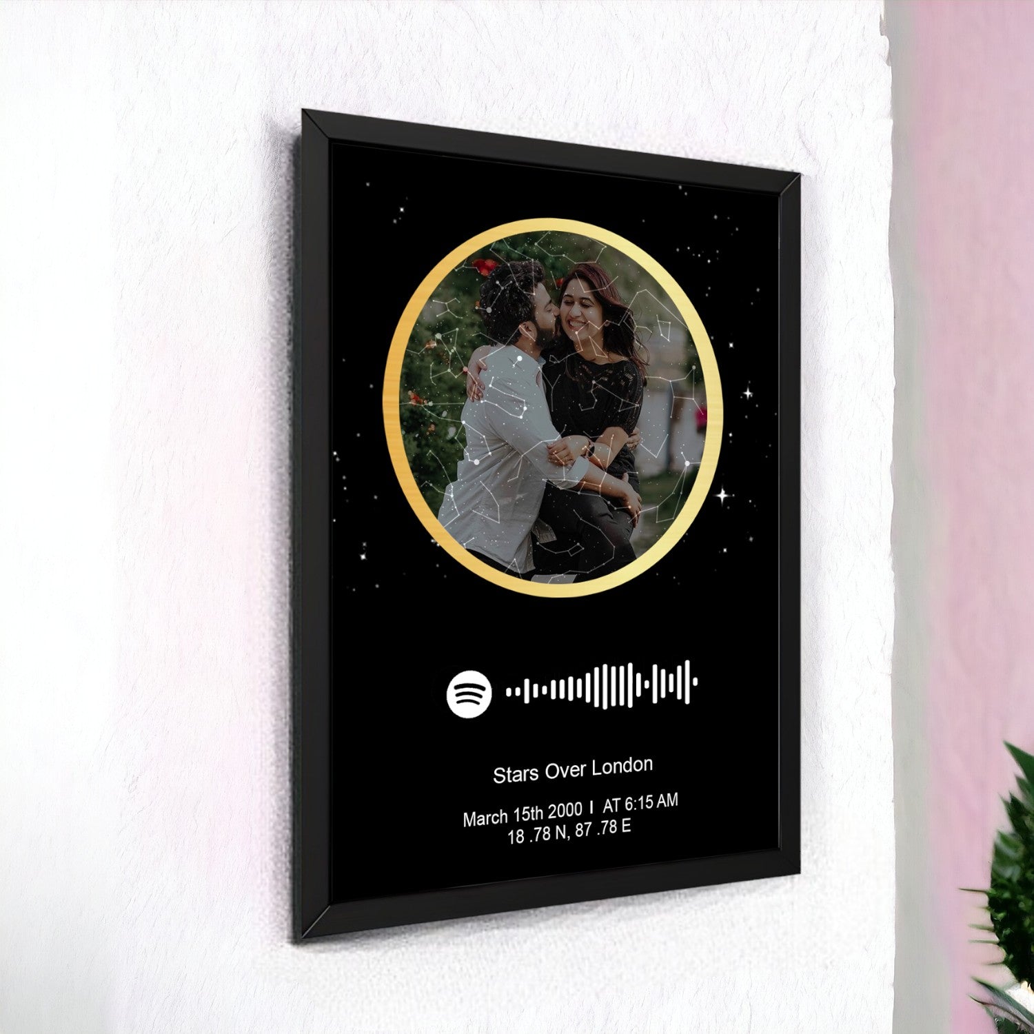 Personalized Photo Spotify Star Map With Black Border