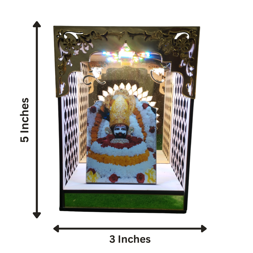Baba Shyam Ji Golden Acrylic Mandir With RGB Light 5 Inches