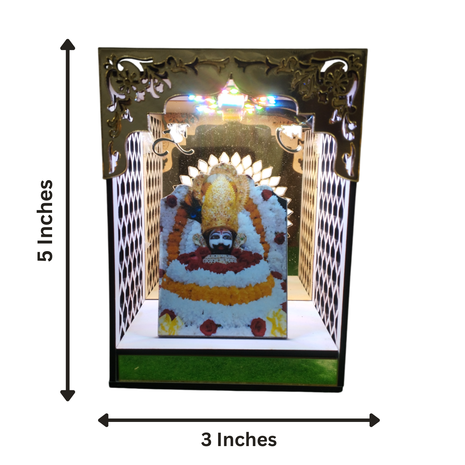 Baba Shyam Ji Golden Acrylic Mandir With RGB Light 5 Inches