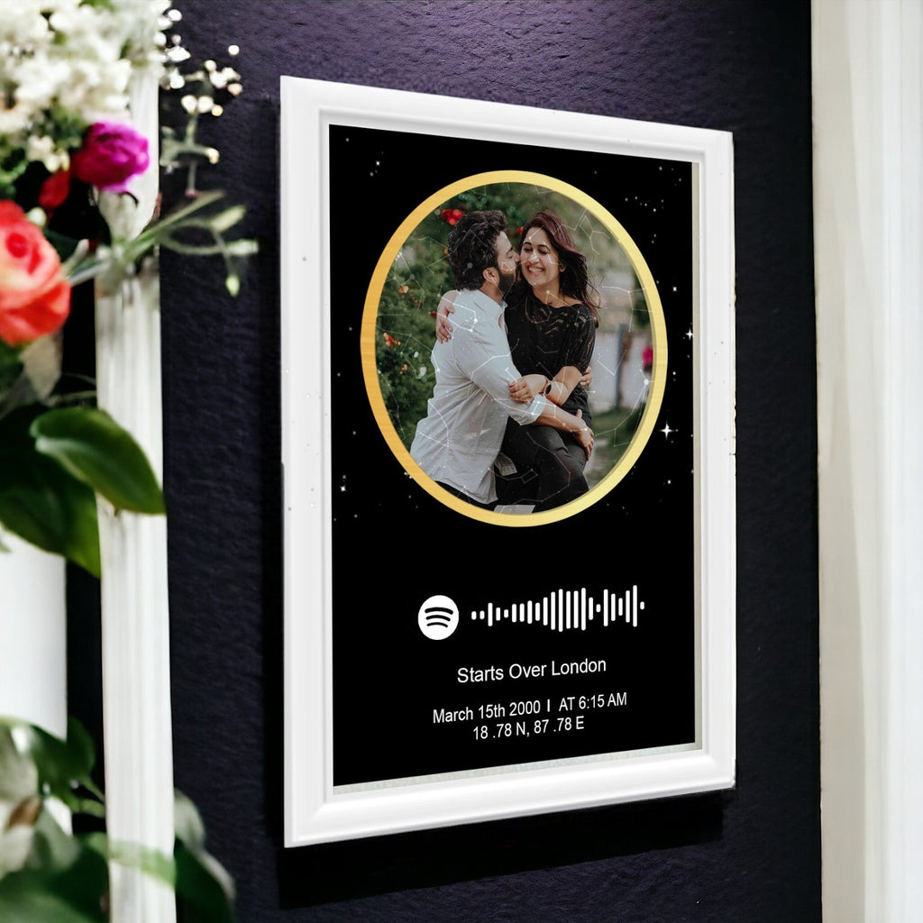 Personalized Photo Spotify Star Map With White Border