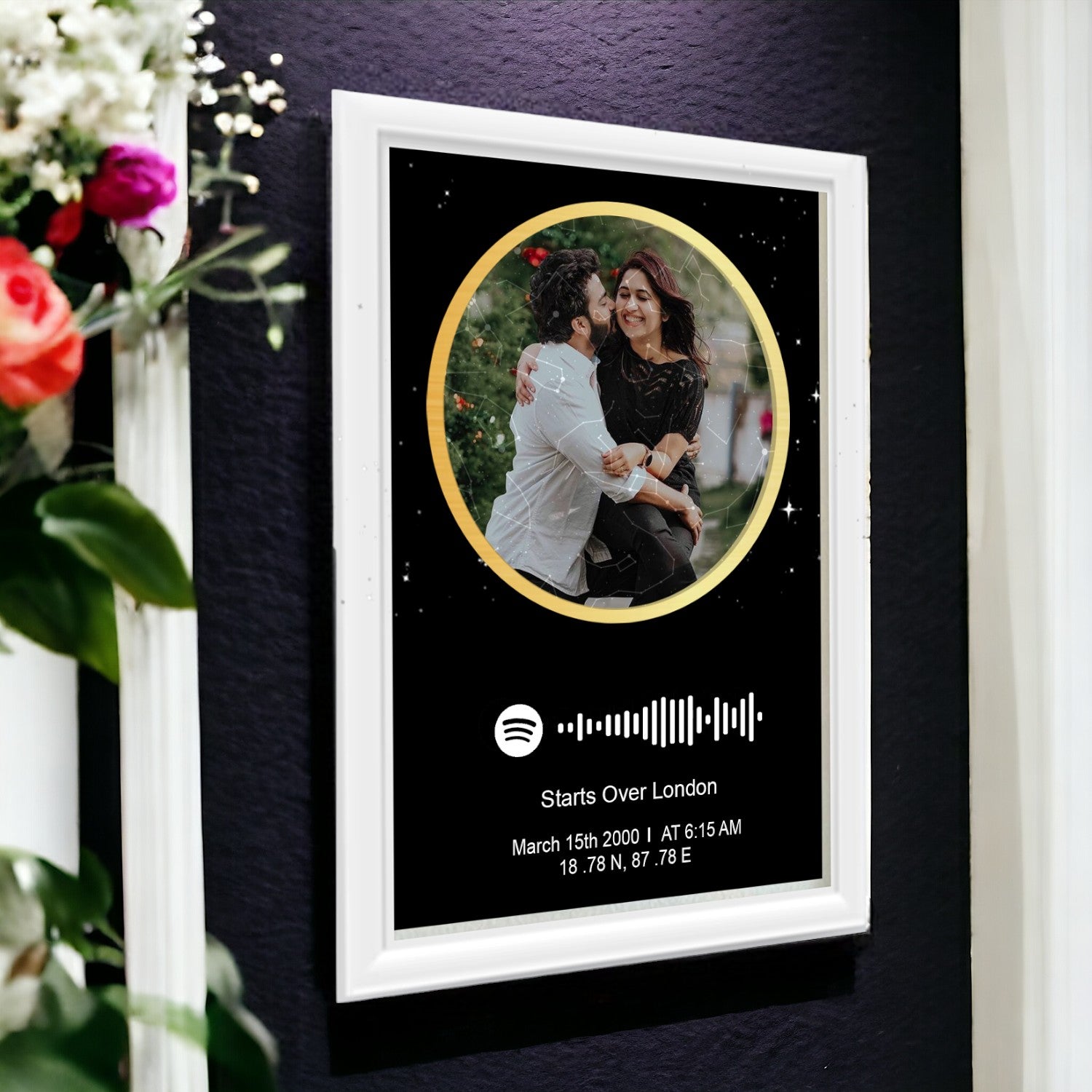 Personalized Photo Spotify Star Map With White Border