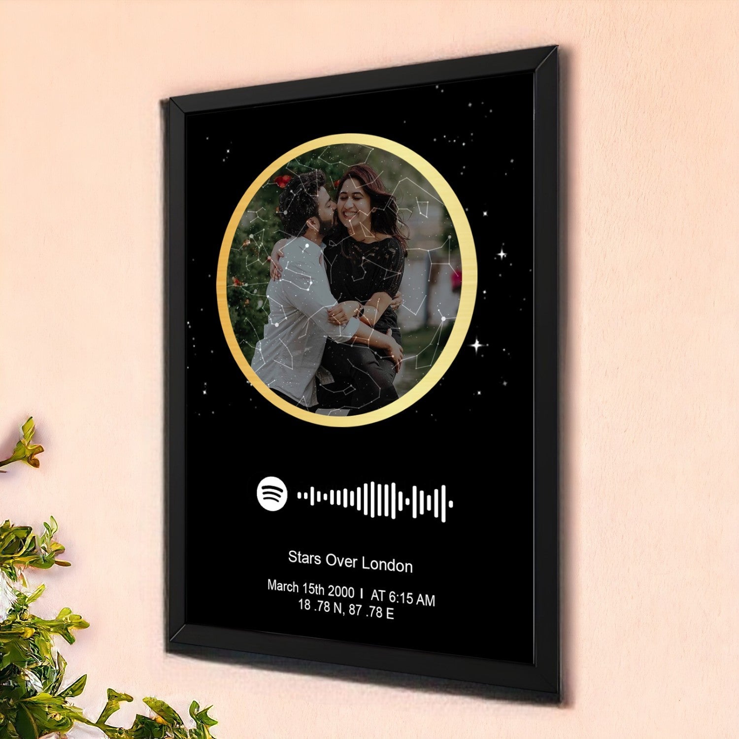 Personalized Photo Spotify Star Map With Black Border