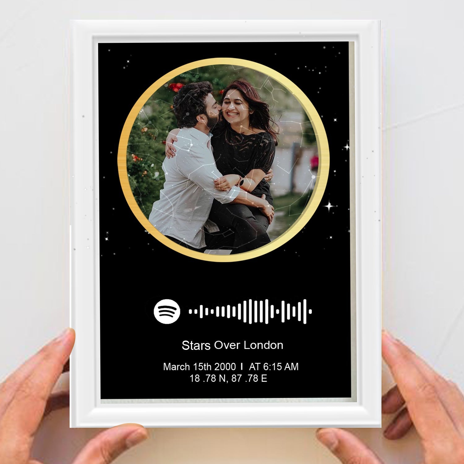 Personalized Photo Spotify Star Map With White Border