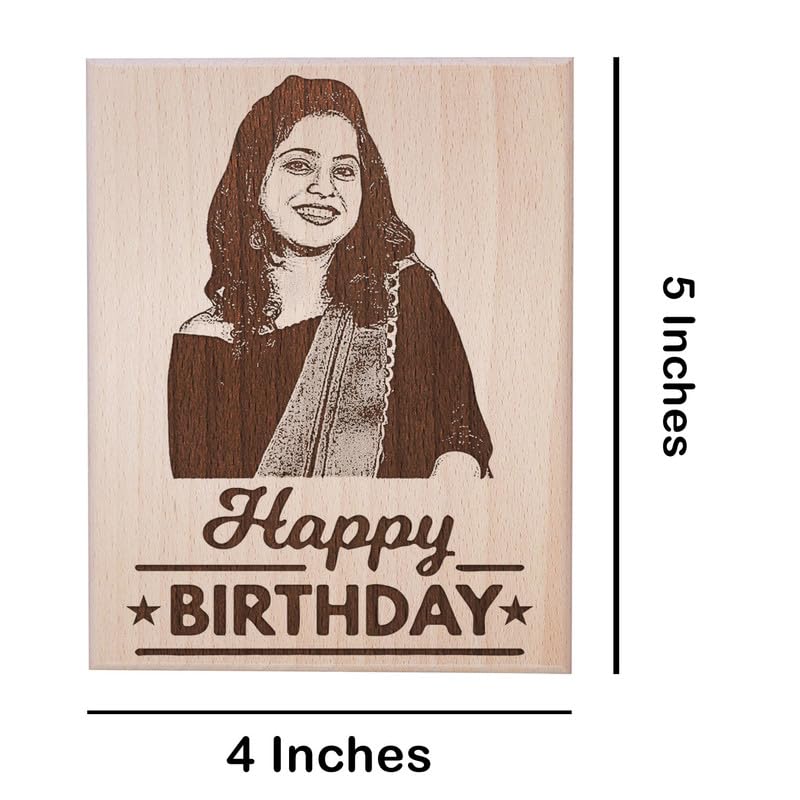 Personalized Wooden Engraved Birthday Frame With Picture (5x4 Inches, Wood), Tabletop Rectangular