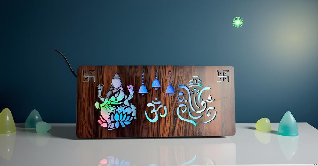 Diwali Gift Item Decorative Light Lakshmi Ganesh Red Green Blue Light Blinking - Gift With Smile