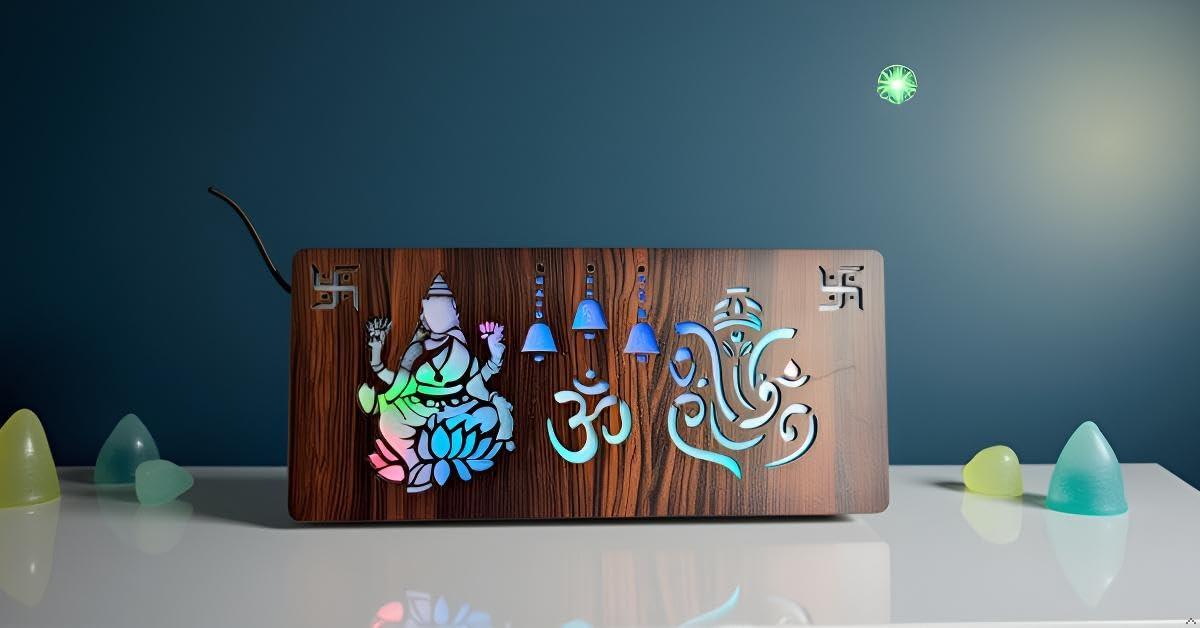 Diwali Gift Item Decorative Light Lakshmi Ganesh Red Green Blue Light Blinking - Gift With Smile
