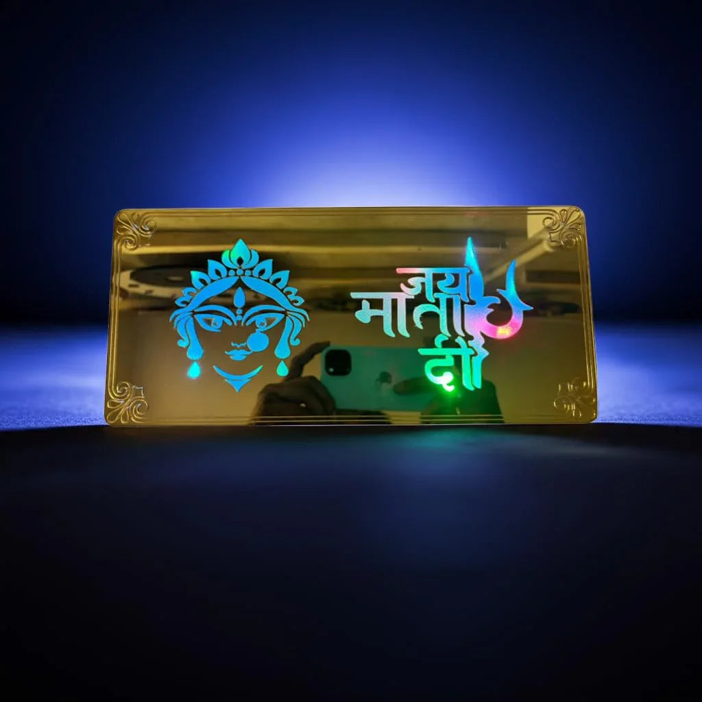 Gold Diwali Gift Item Decorative Light Jai MATA Di Red Green Blue Light Blinking - Gift With Smile