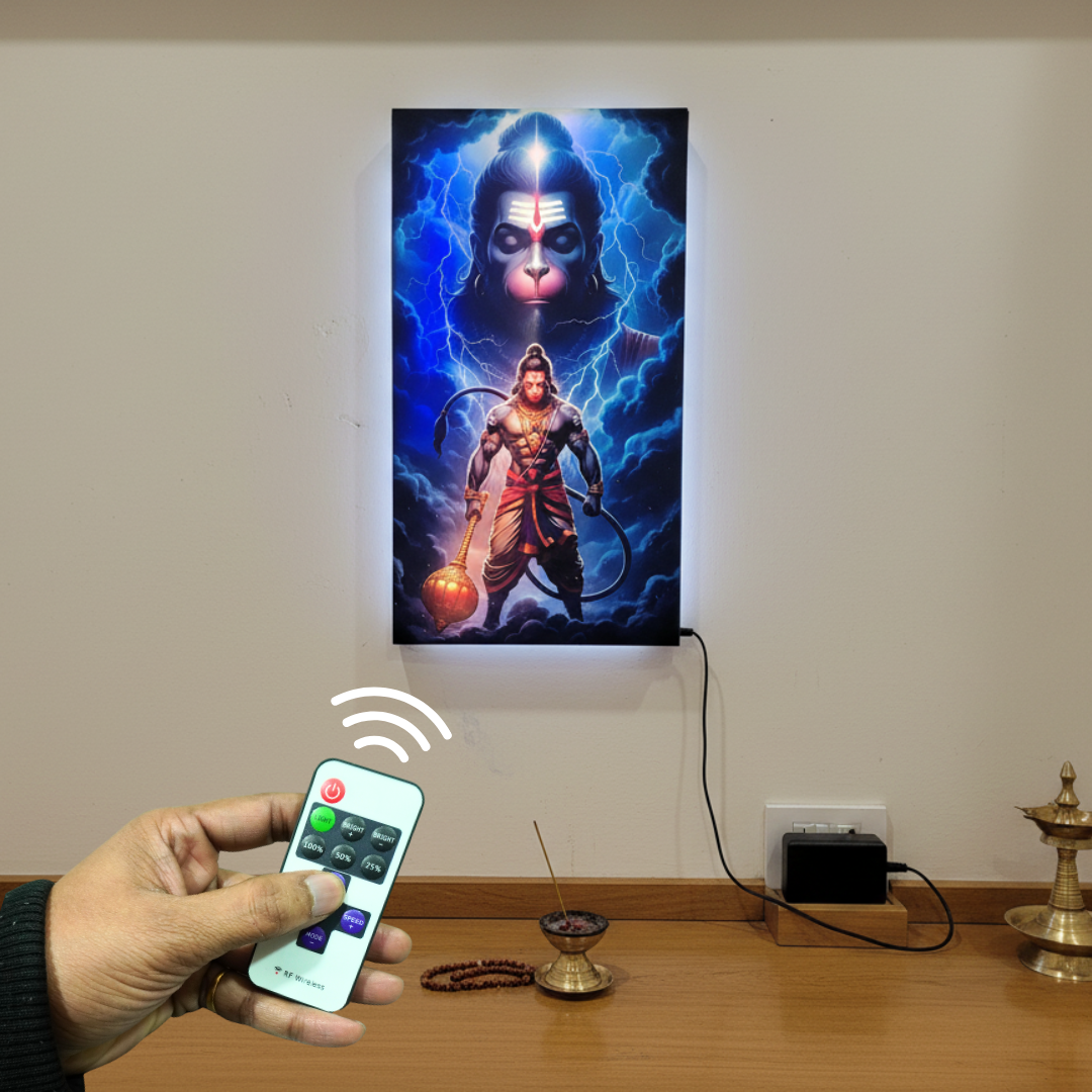 Hanuman Ji Acrylic Wall Frame With Light