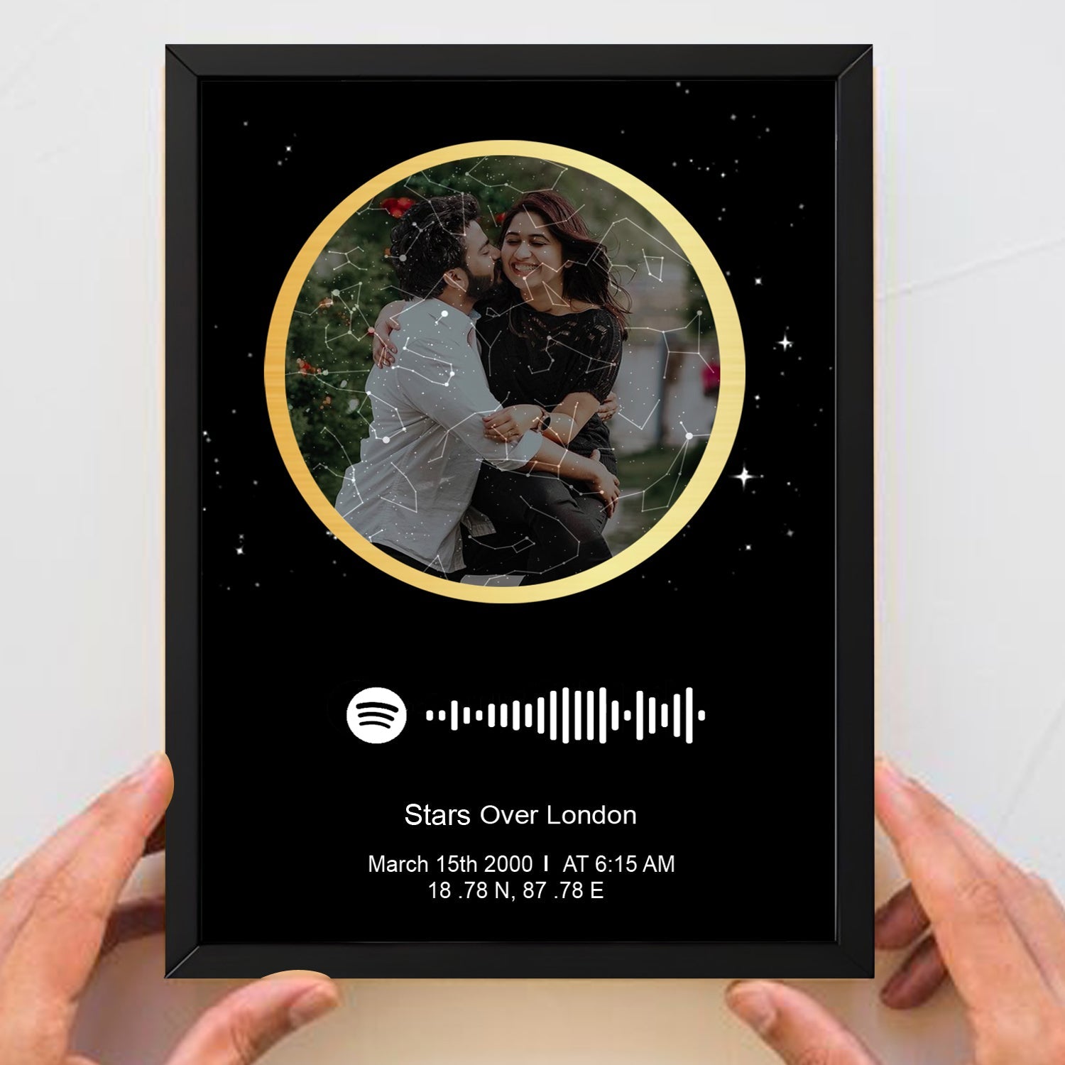 Personalized Photo Spotify Star Map With Black Border
