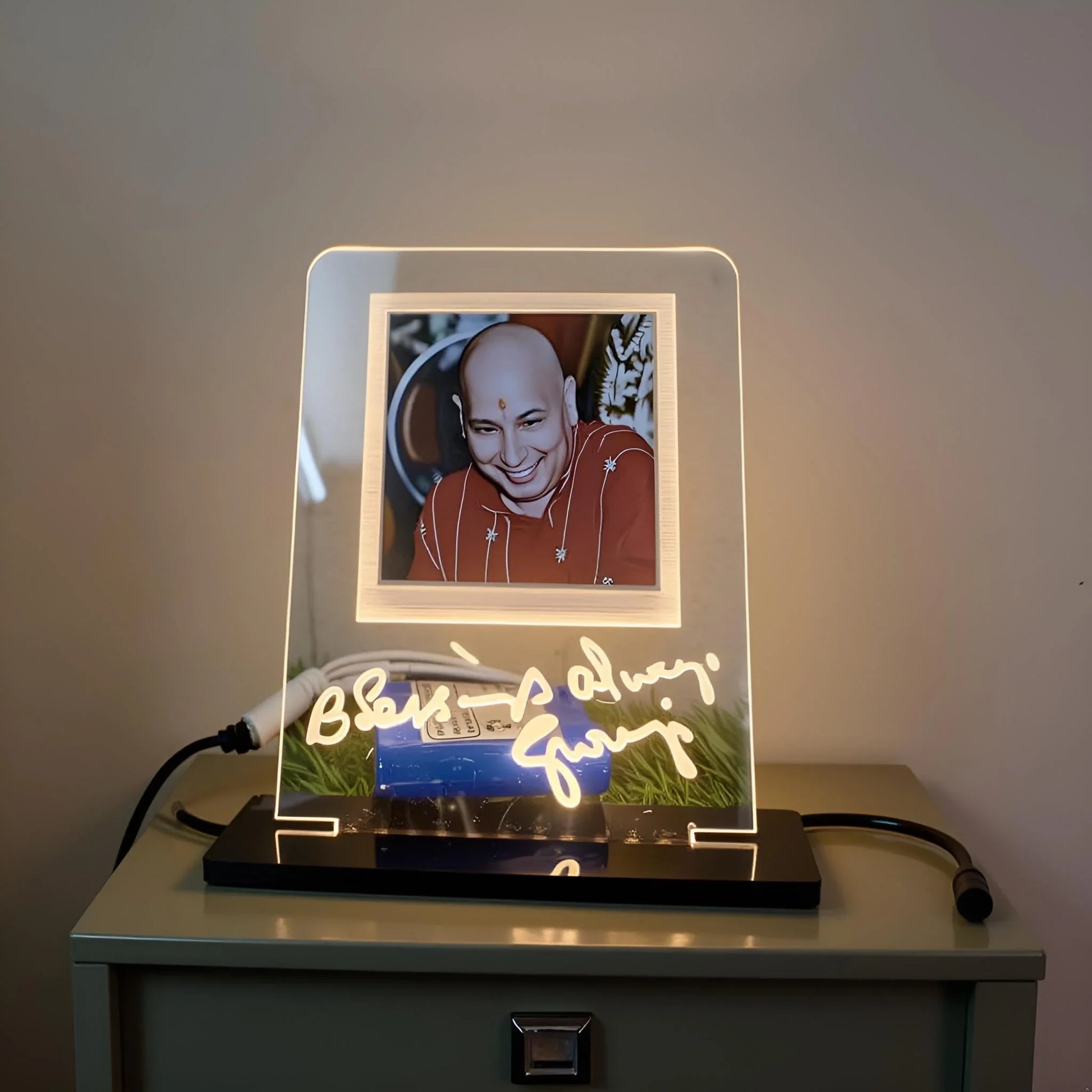 Shukarana Jay Guruji Acrylic Night Lamp Religious Decorative Light - Gift With Smile
