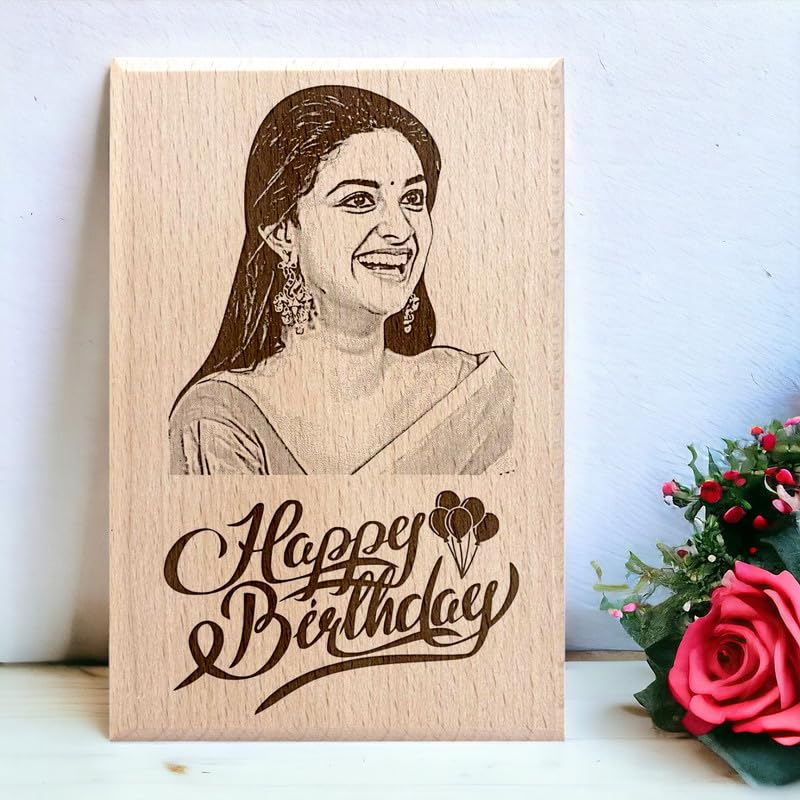 Personalized Wooden Engraved Birthday Frame With Picture (5x4 Inches, Wood), Tabletop Rectangular