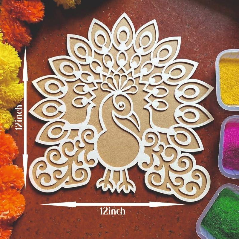 Peacock Rangoli Stencil (MDF Cutout) - Gift With Smile