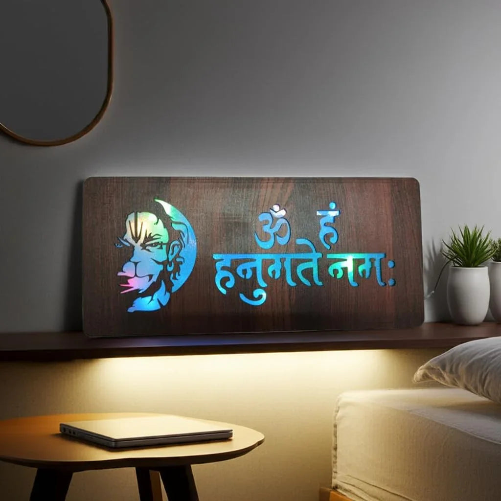 Diwali Gift Item Decorative Light Om Hanumante Namaha Red Green Blue Light Blinking - Gift With Smile